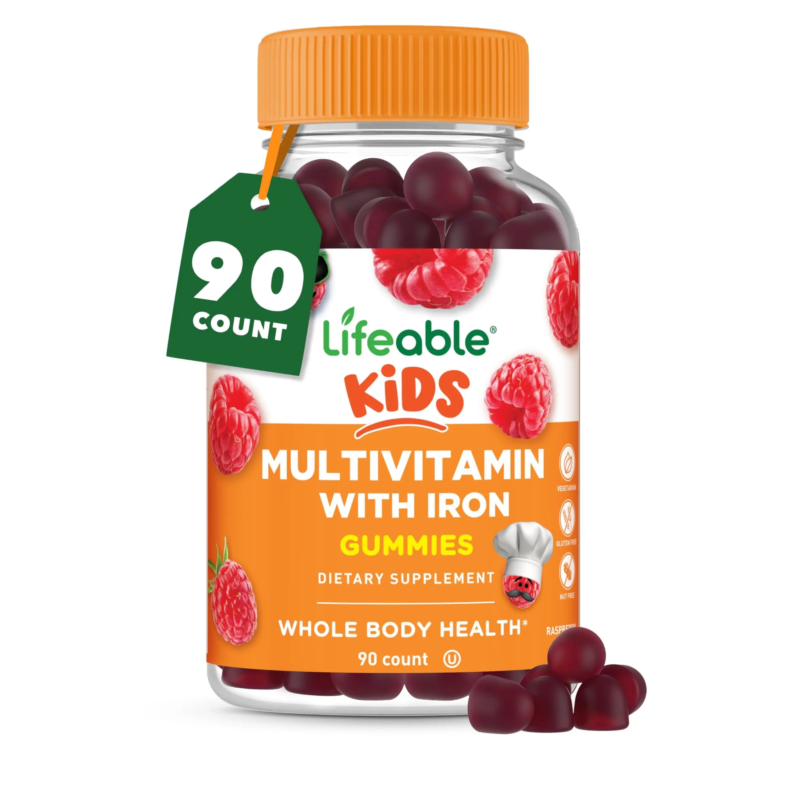Lifeable Kids Multivitamin with Iron Gummies | Great Tasting Vitamins for Kids | Vegetarian Non-GMO Childrens Multivitamin | 90 Gummies Lifeable uk supplements