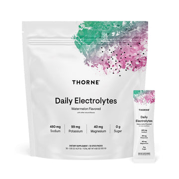 THORNE - Daily Electrolytes - Zero Sugar & Low-Calorie Electrolyte Powder Drink Mix - Flavors Derived from Natural Sources - NSF Certified for Sport - Watermelon - 30 Stick Packs THORNE uk supplements