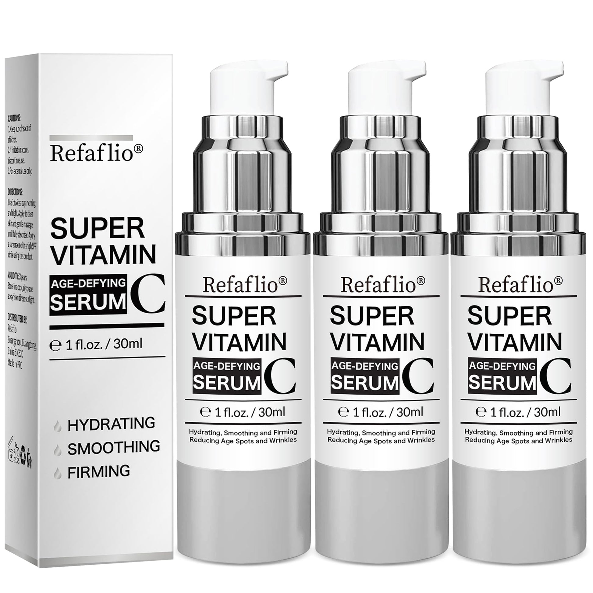 Super Vitamin C Serum for Women over 70, Rapid Anti Aging Cream, Face Lift Cream, Hydrates, Softens, Lifts and Firms, Fights Wrinkles, Advanced Super Serum C 3PCS. (90ml) Refaflio uk supplements
