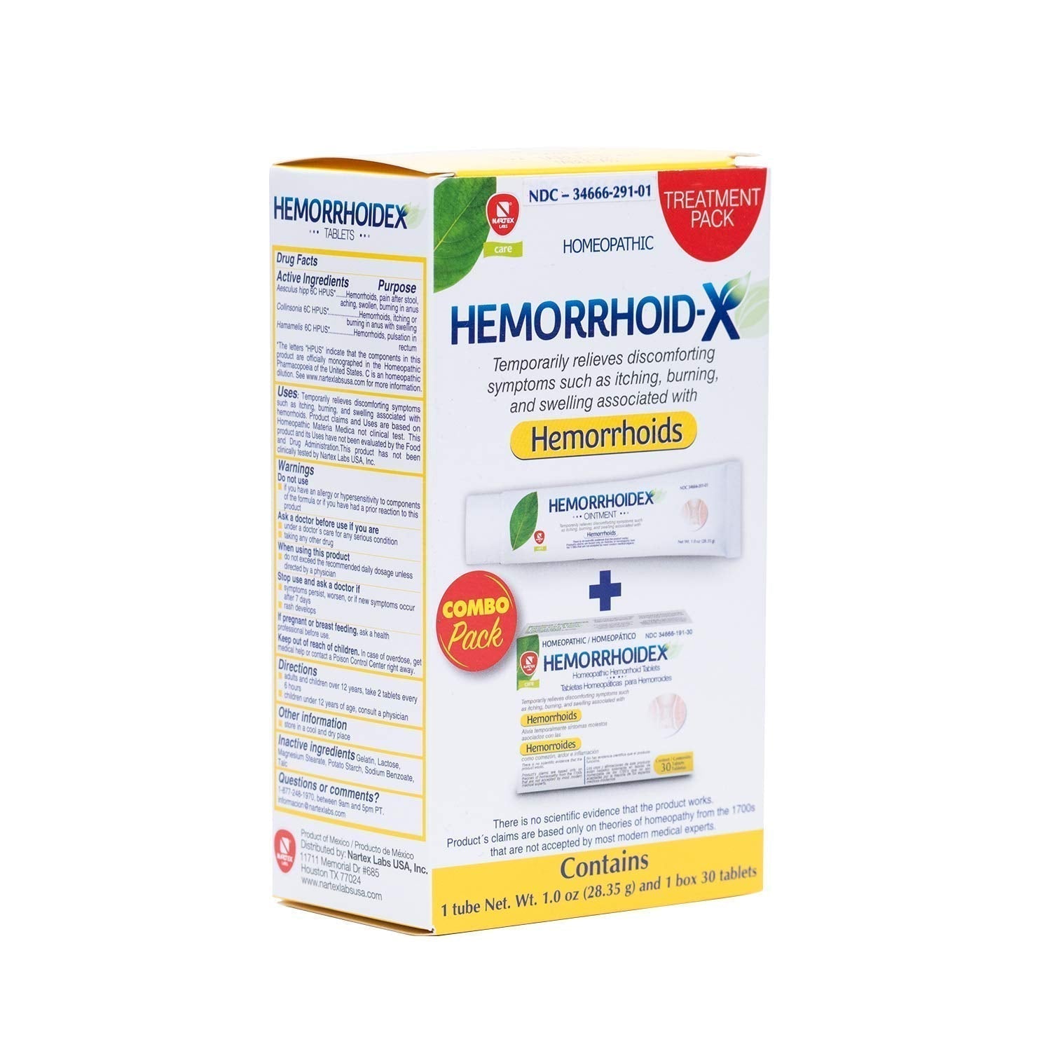 Nartex Hemorrhoid X Treatment Combo Pack 1 Tube & 30 Tablets NARTEX LABS uk supplements