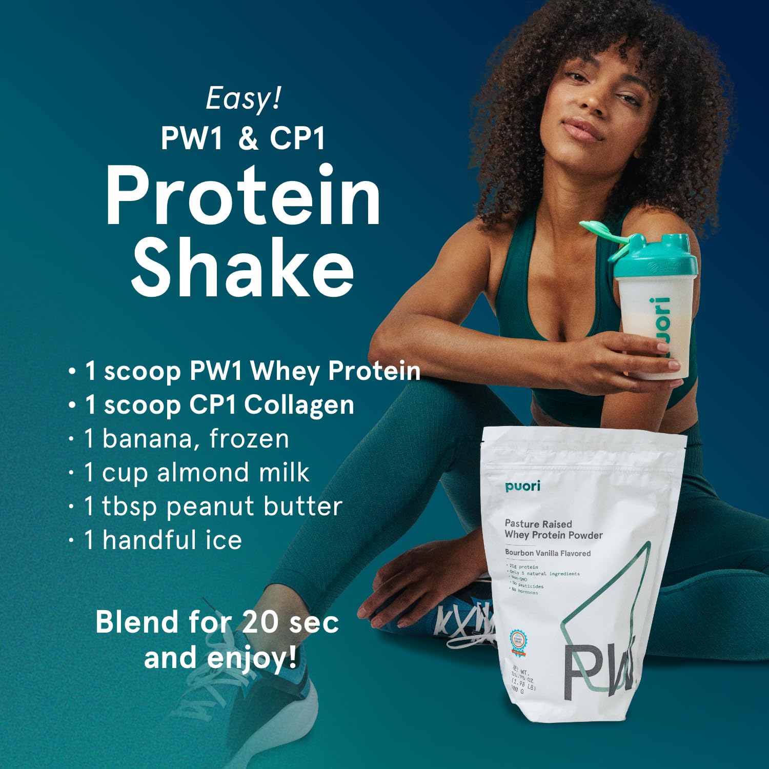 Puori Whey Protein Powder, Bourbon Vanilla - PW1 Pasture-Raised, Grass-Fed Whey Protein Powder Drink Mix containing BCAA Amino Acids - Post-Workout Supplement Puori uk supplements