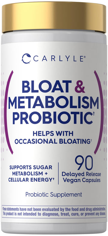Carlyle Bloat and Metabolism Probiotic | 90 Capsules | Bloating Relief Formula | Sugar & Cellular Energy Support | for Women and Men | Vegan, Non-GMO, Gluten Free Carlyle uk supplements