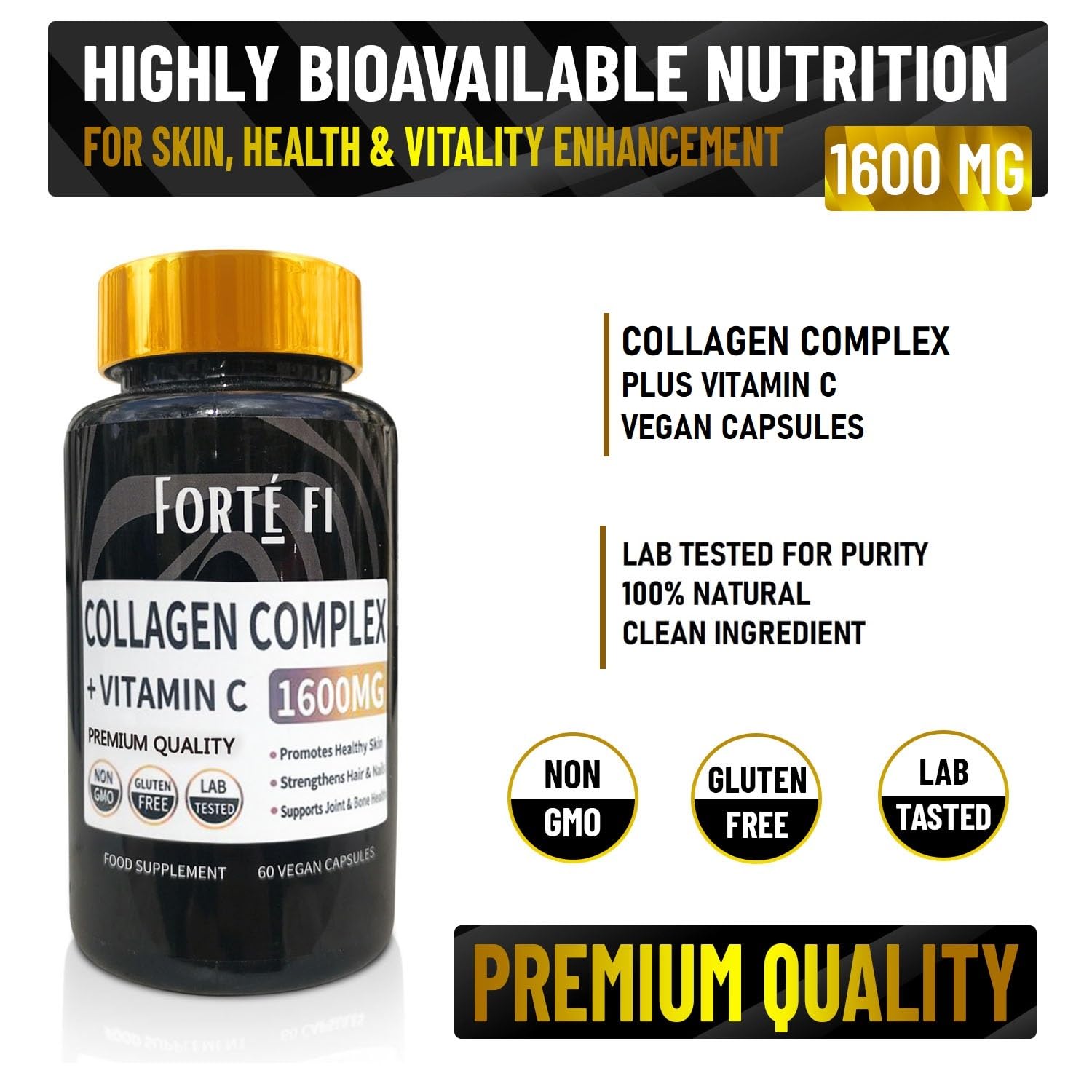 Pure Collagen with Vitamin C - Collagen Supplements for Women & Men - Use with Multivitamin Tablets Generic uk supplements