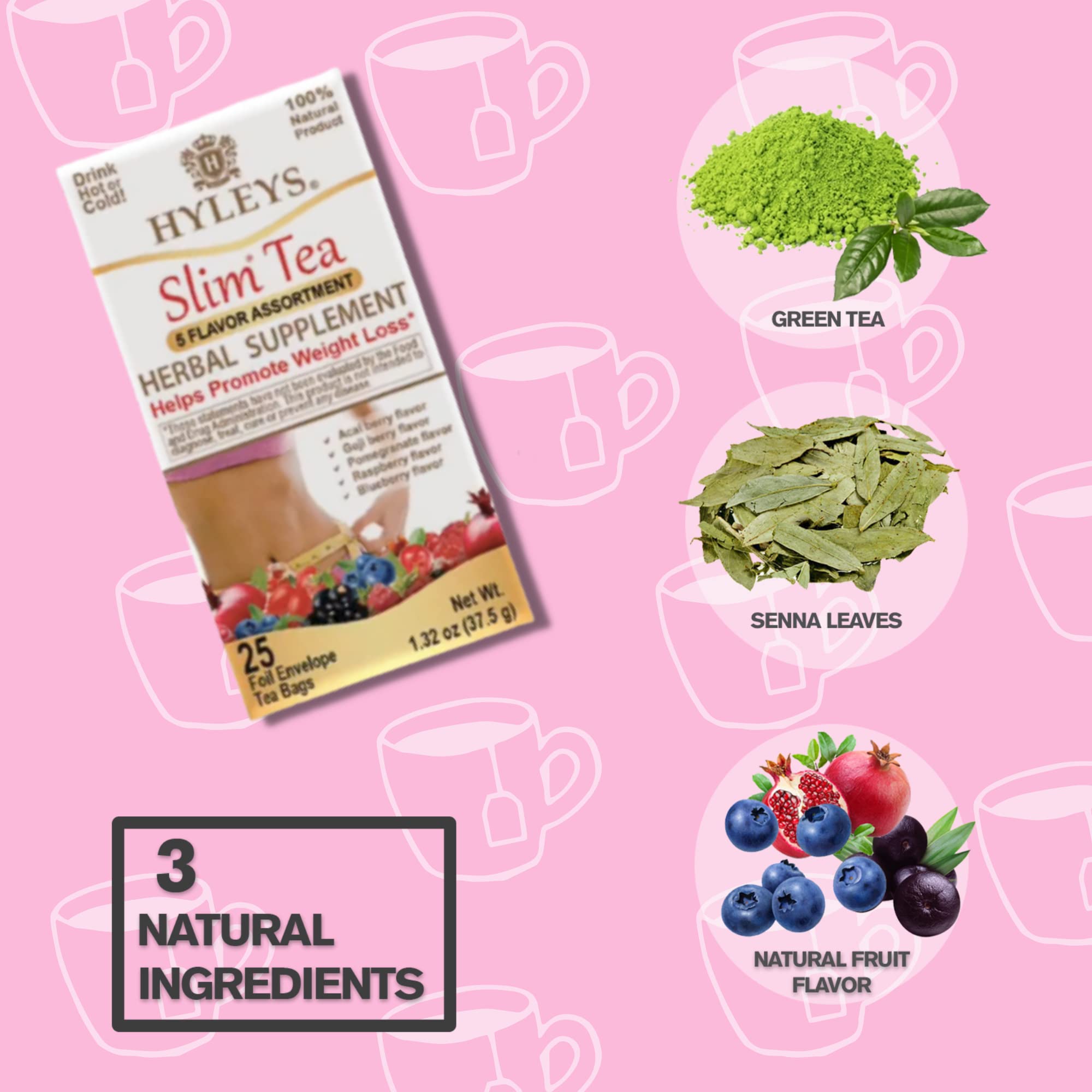 Hyleys Slim Tea 5 Flavor Assortment - Weight Loss Herbal Supplement Cleanse Hyleys Tea uk supplements