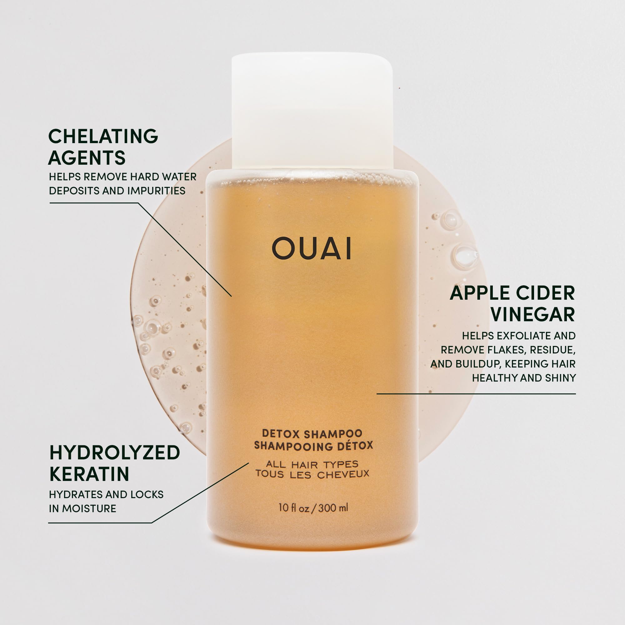 OUAI Detox Shampoo + Refill - Clarifying Shampoo for Build Up, Oil, Product & Hard Water - Apple Cider Vinegar & Keratin for Clean, Refreshed Hair - Sulfate Free Hair Care (2 Count, 10 Oz/32 Oz) OUAI uk supplements