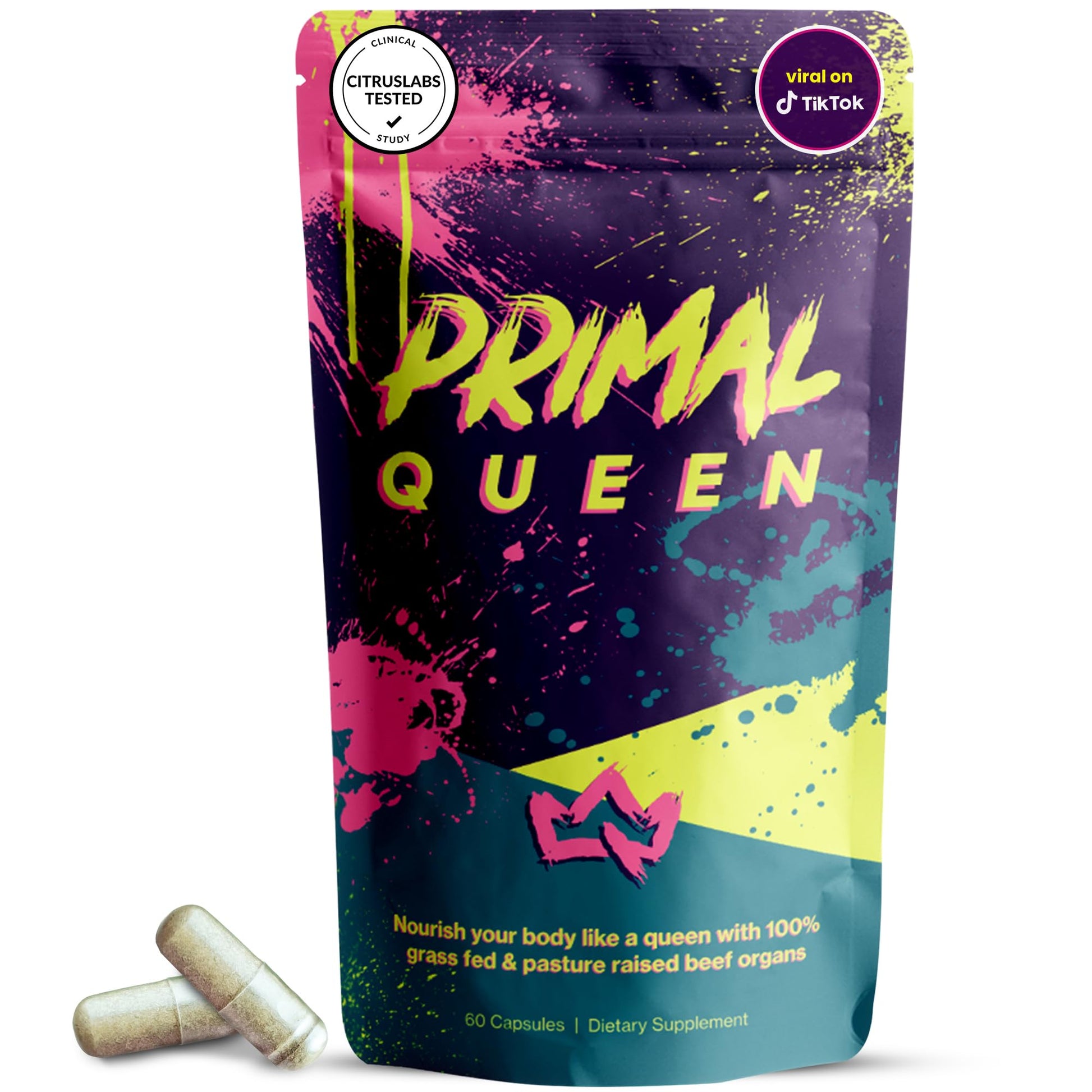 Primal Queen Female-Optimized Beef Organ Superfood Supplement (Beef Liver, Kidney, Heart, & 3 More) - 100% Grass Fed, Pasture Raised - 3rd Party & Clinically Tested Primal Queen uk supplements