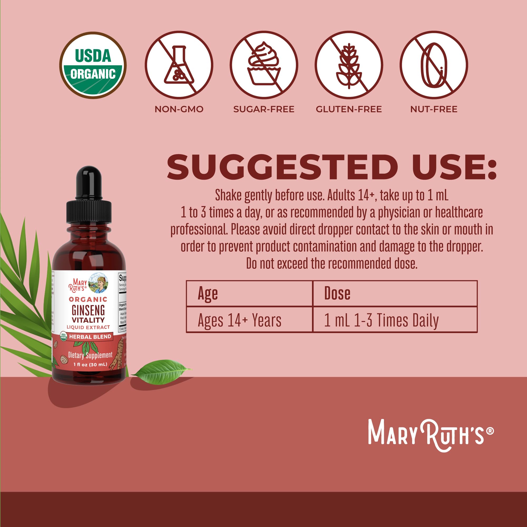 MaryRuth Organics Herbal Supplement for Brain Function | Boost Energy | Memory | Vitality USDA | Ginseng with Ashwagandha | Eleuthero and Maca Root Extract | 1 Fl Oz MARYRUTH'S uk supplements