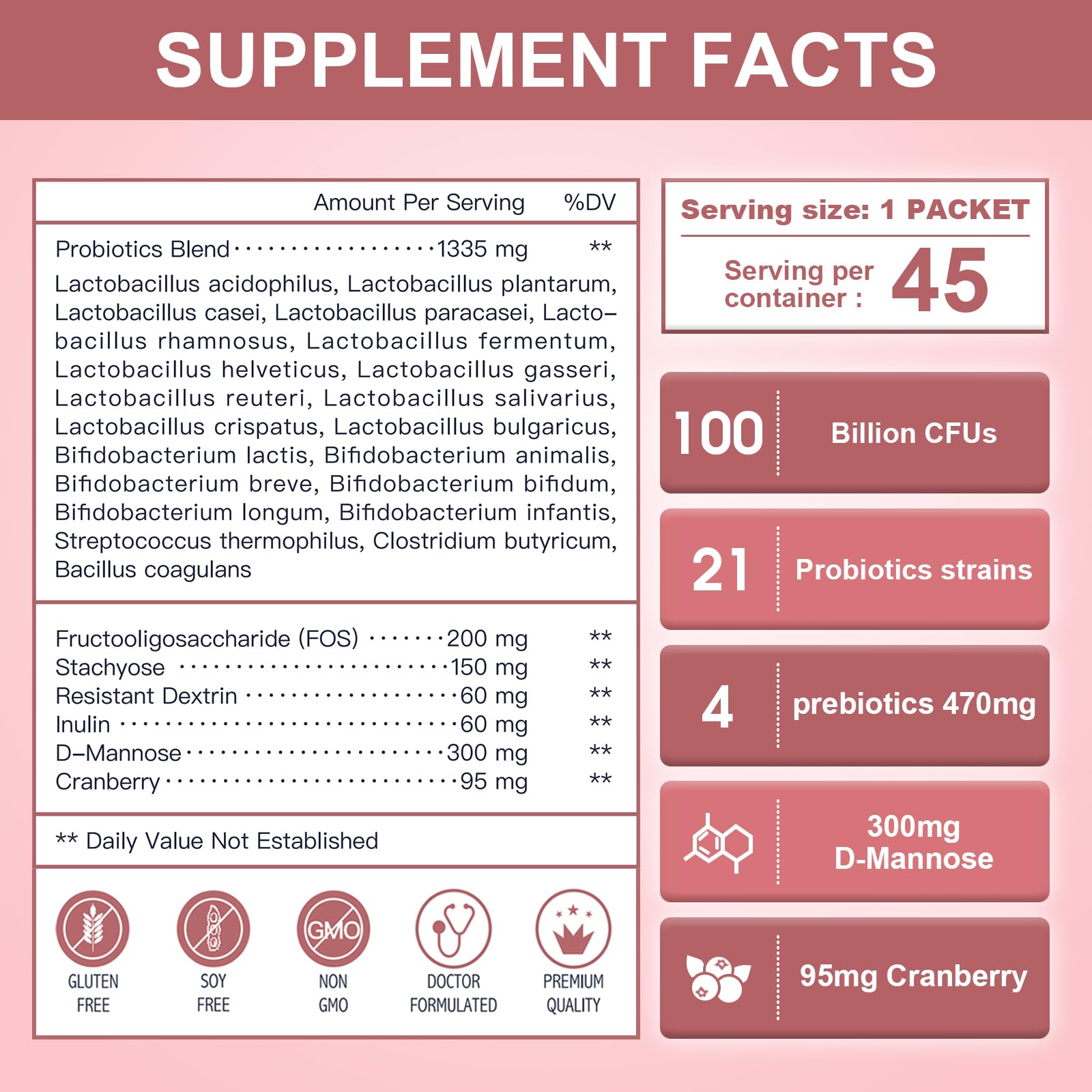 NATURE TARGET Probiotics-for-Women Prebiotics-and-Probiotics-Powder, 100-Billion-CFUs 45-Day-Supply, Women's-Probiotic with D-Mannose and Cranberry for Urinary Tract/Gut/Digestive Health NATURE TARGET uk supplements