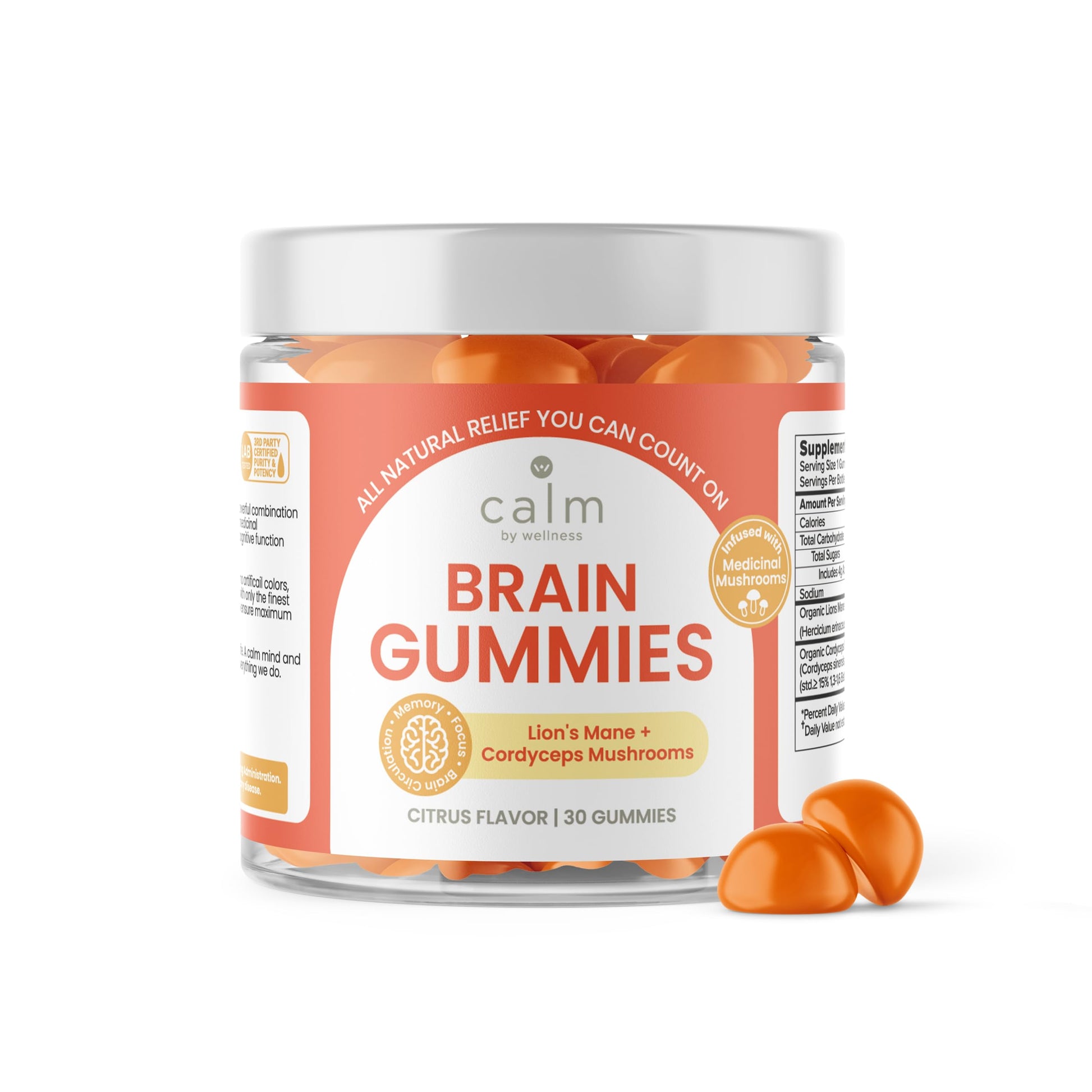 Calm by Wellness Lion’s Mane Gummies for Adults – Vegan Mushroom Gummies with Lion’s Mane & Cordyceps for Brain Support, Memory & Focus, Immune Boost – Citrus Flavor, 30 Count Calm by Wellness uk supplements