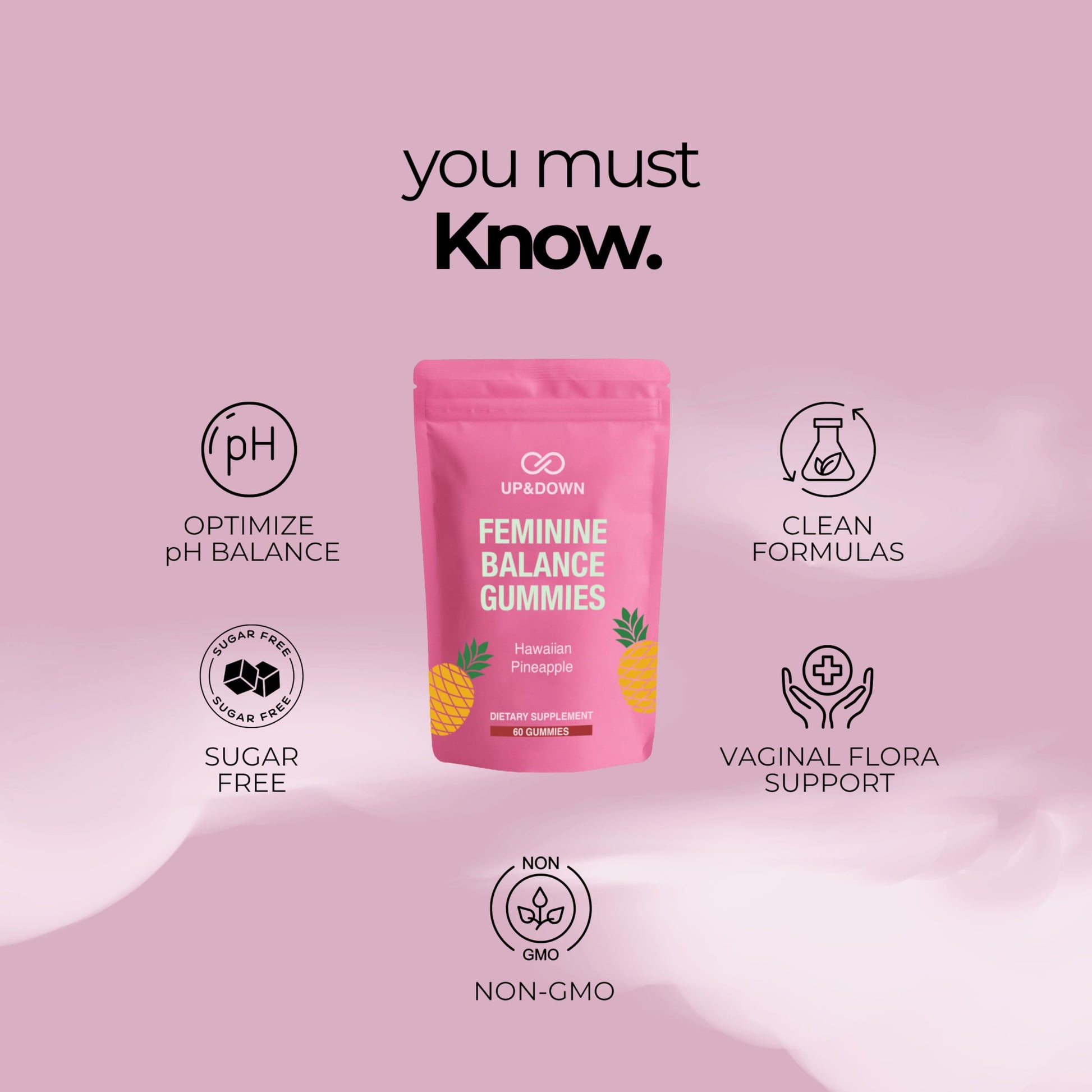 Up&Down Supplements Premium Feminine Balance Gummies for Women | PMS Relief, Mood & Cycle Support | Pineapple + Vitamin C | Ashwagandha & Chasteberry | Vegan, Non-GMO, Gluten Free | 60 Gummies Up&Down Supplements uk supplements