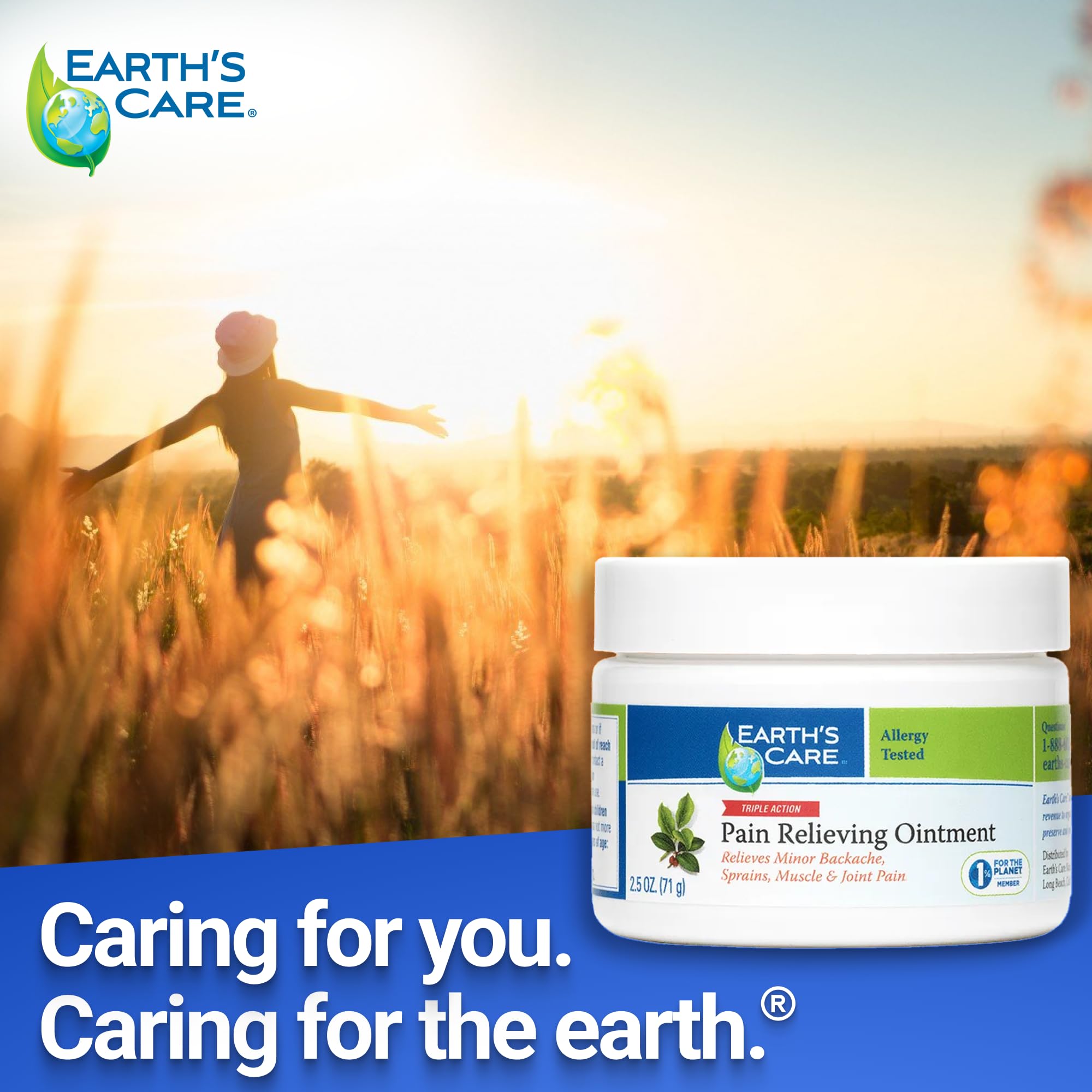 Earth's Care Pain Relieving Ointment - Triple Action Muscle and Joint Cream - Topical Analgesic 2.5 oz. (71 g) Earth's Care uk supplements