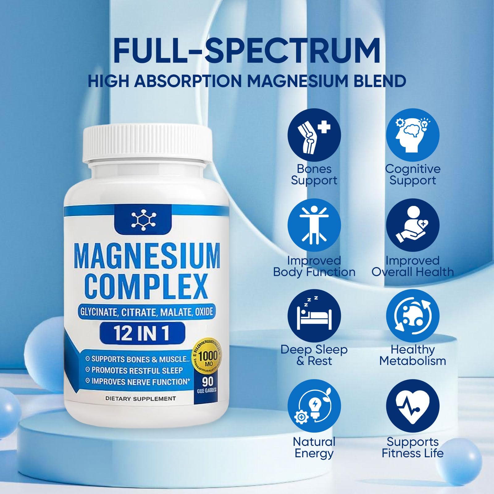 Nutrapure Magnesium Complex 7 Elemental Supplement - Magnesio Complex 1000mg Forms Including Glycinate, Citrate, Malate, Taurate Chelated | Energy Support | Vegan Non-GMO, 90 Capsules (2) WSJAWH uk supplements