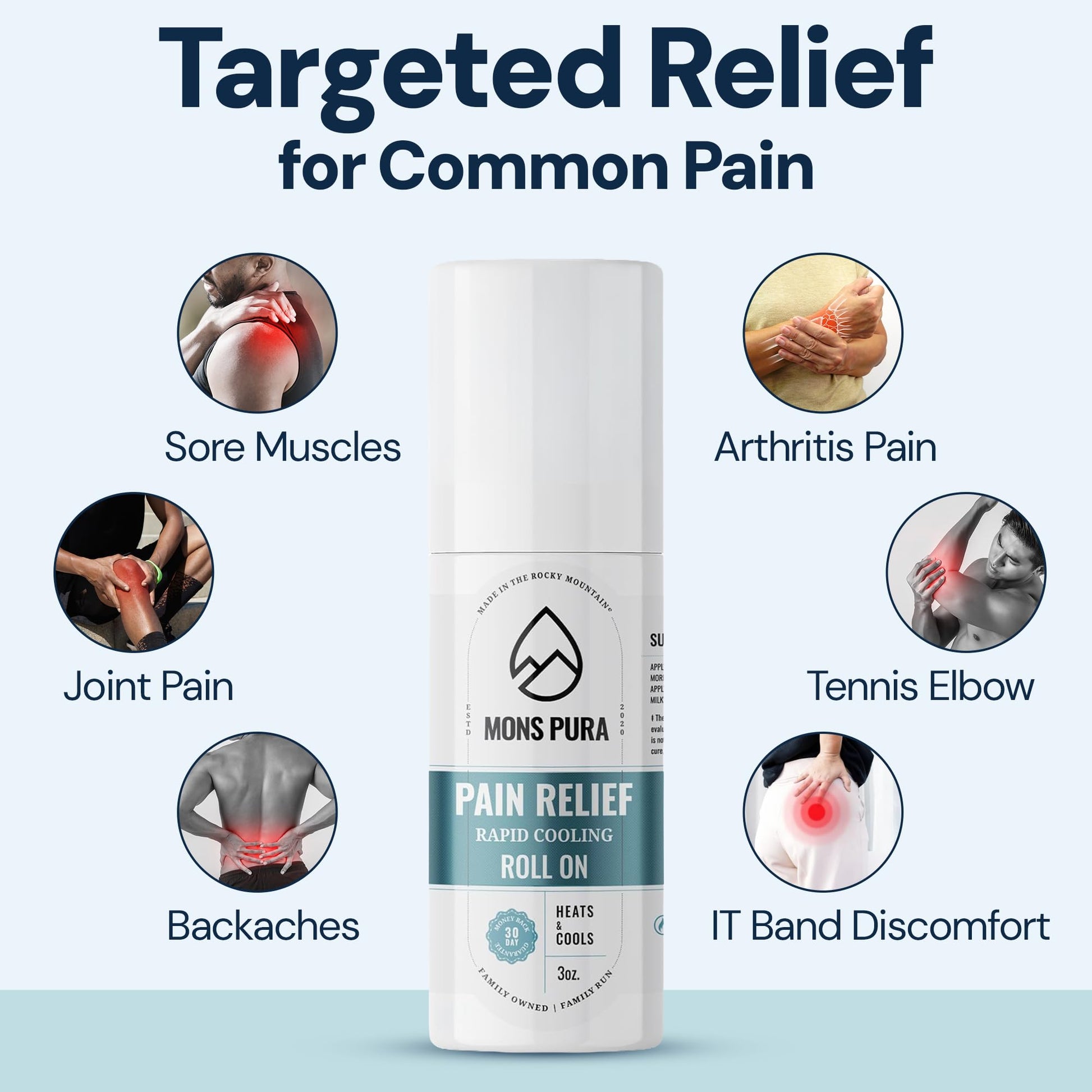 Mons Pura Roll On Pain Relief with Menthol, Arnica, Rosemary & Essential Oils - Extra Strength Arnica Roll On Fast Cooling Muscle & Joint Relief for Arthritis, Back Pain & Sciatica (3oz) Mons Pura uk supplements