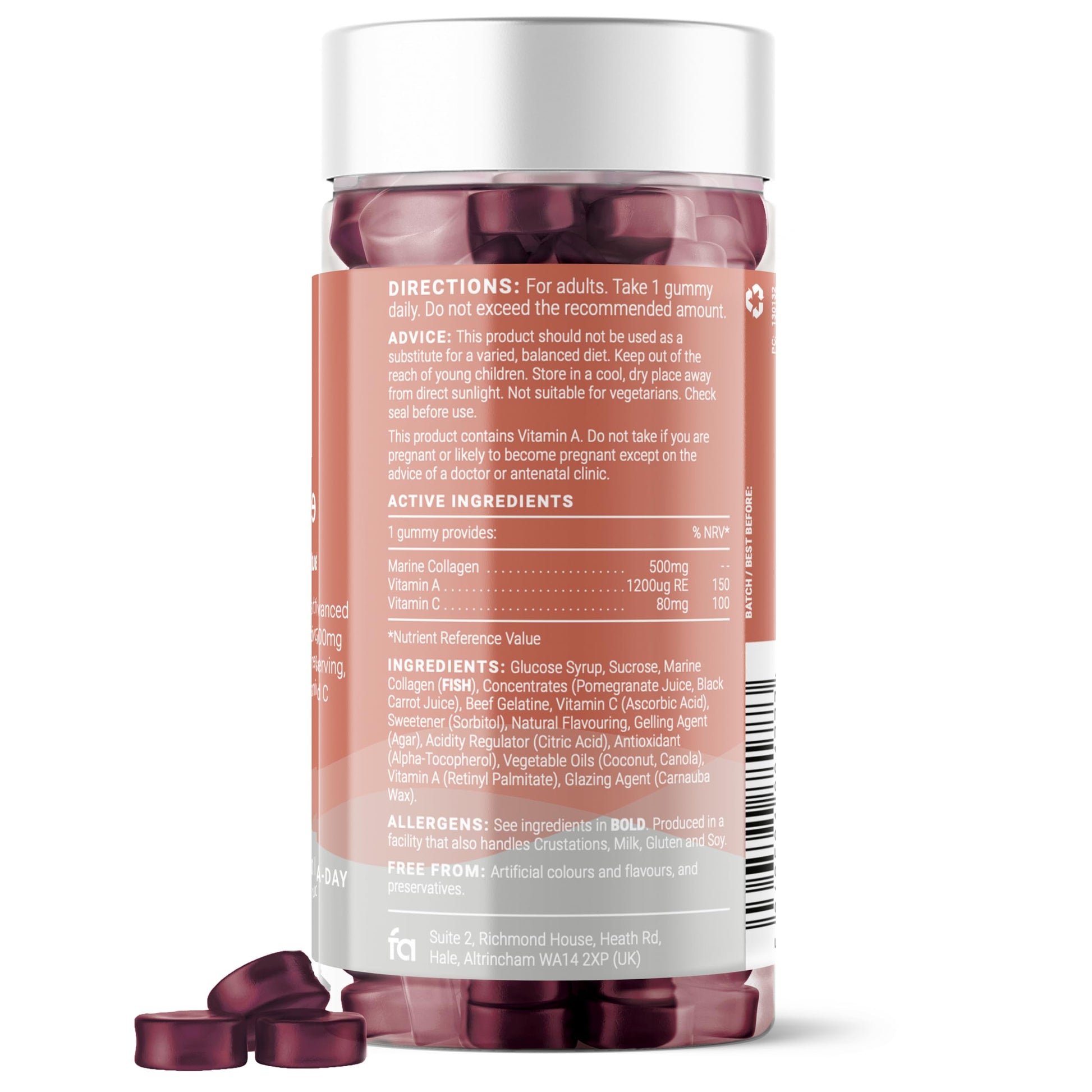 Collagen Gummies with Vitamins A and C, 500mg of Marine Collagen Per Serving, Advanced Skin Support, Feel Amazing uk supplements