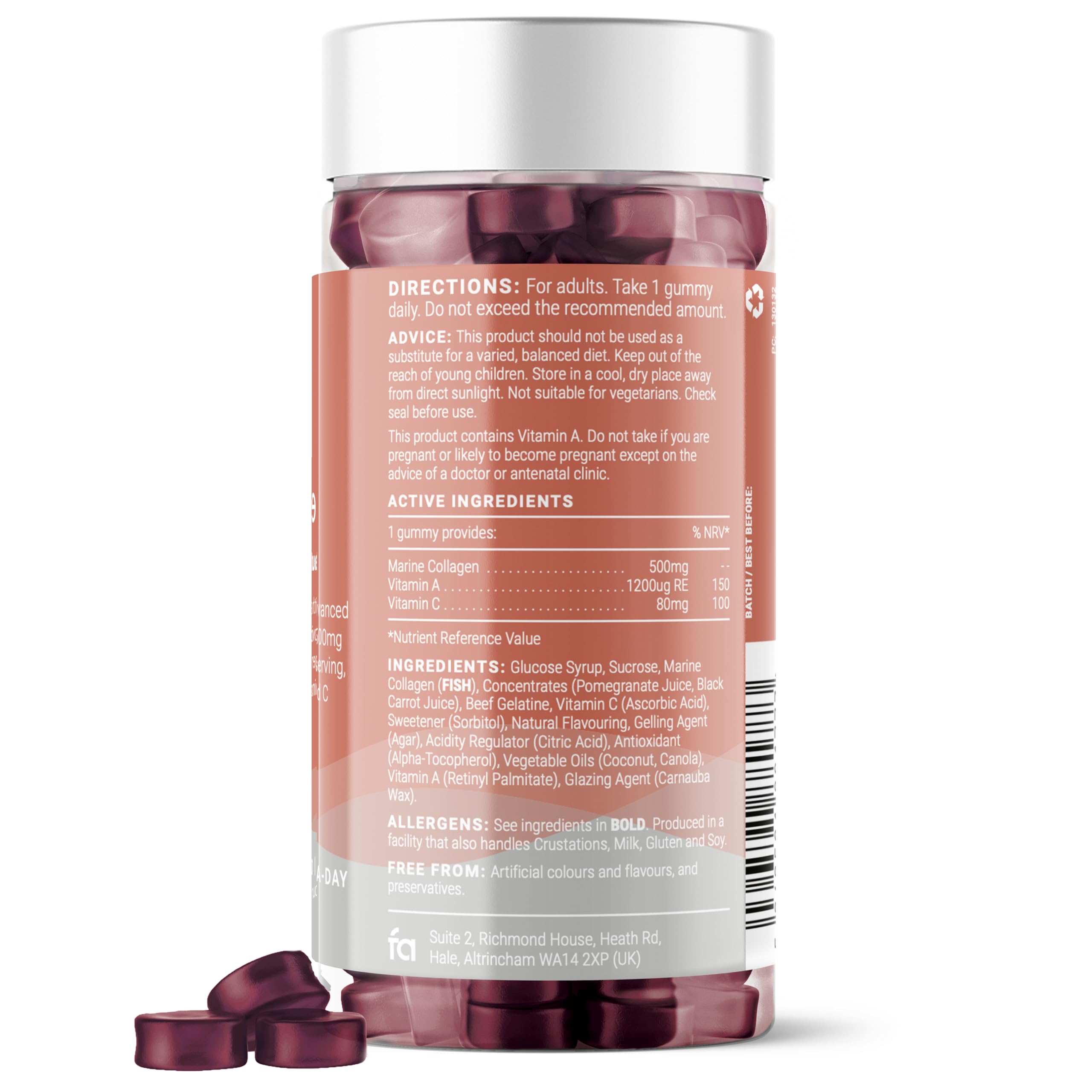 Collagen Gummies with Vitamins A and C, 500mg of Marine Collagen Per Serving, Advanced Skin Support, Feel Amazing uk supplements