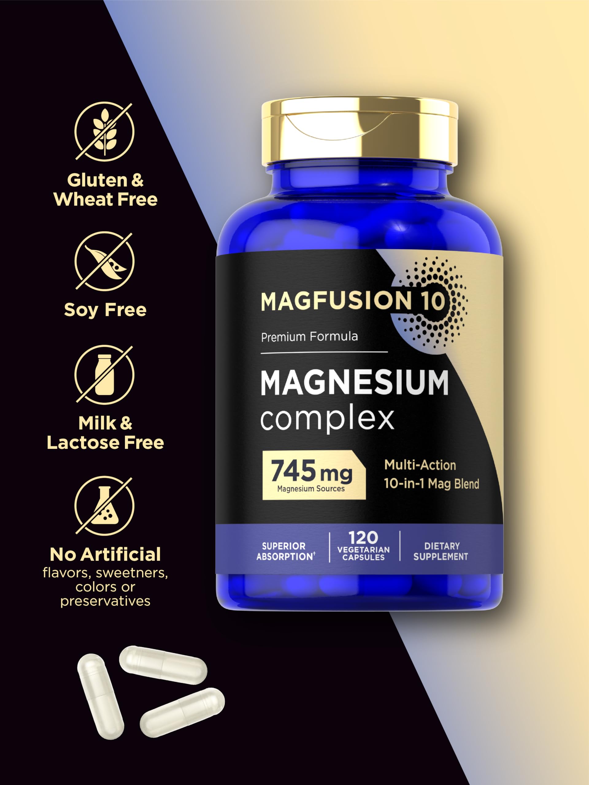 Magfusion-10 Magnesium Complex Supplement 745mg | 120 Capsules | 10 in 1 Blend | Vegetarian, Non-GMO, Gluten Free Magfusion-10 uk supplements
