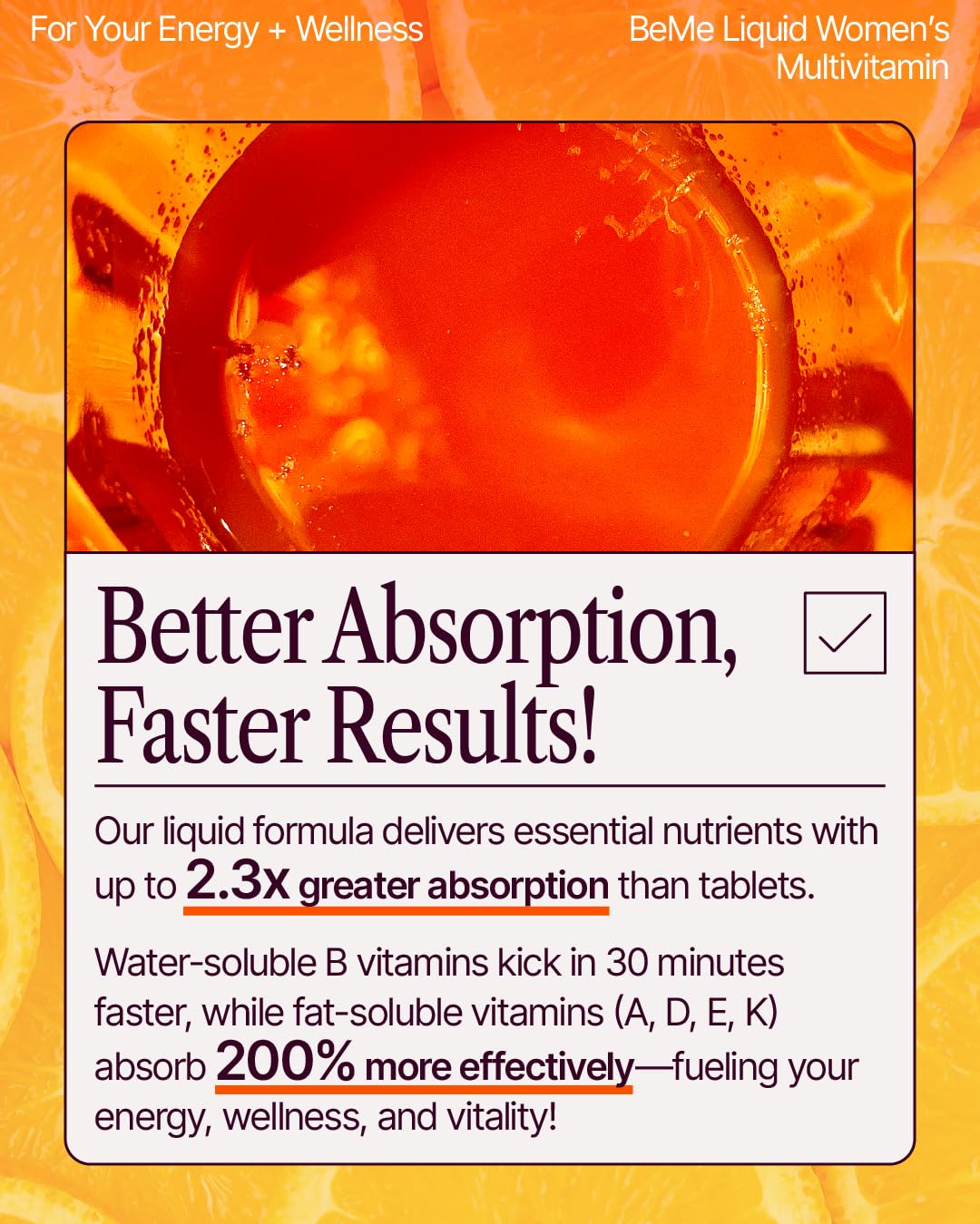 BeMe Liquid Multivitamins for Women - Advanced Liquid Delivery System with 13 Vitamins & Minerals - Tear & Go Sachets, Non-GMO, Orange Flavor (15 Sachets) BeMe uk supplements