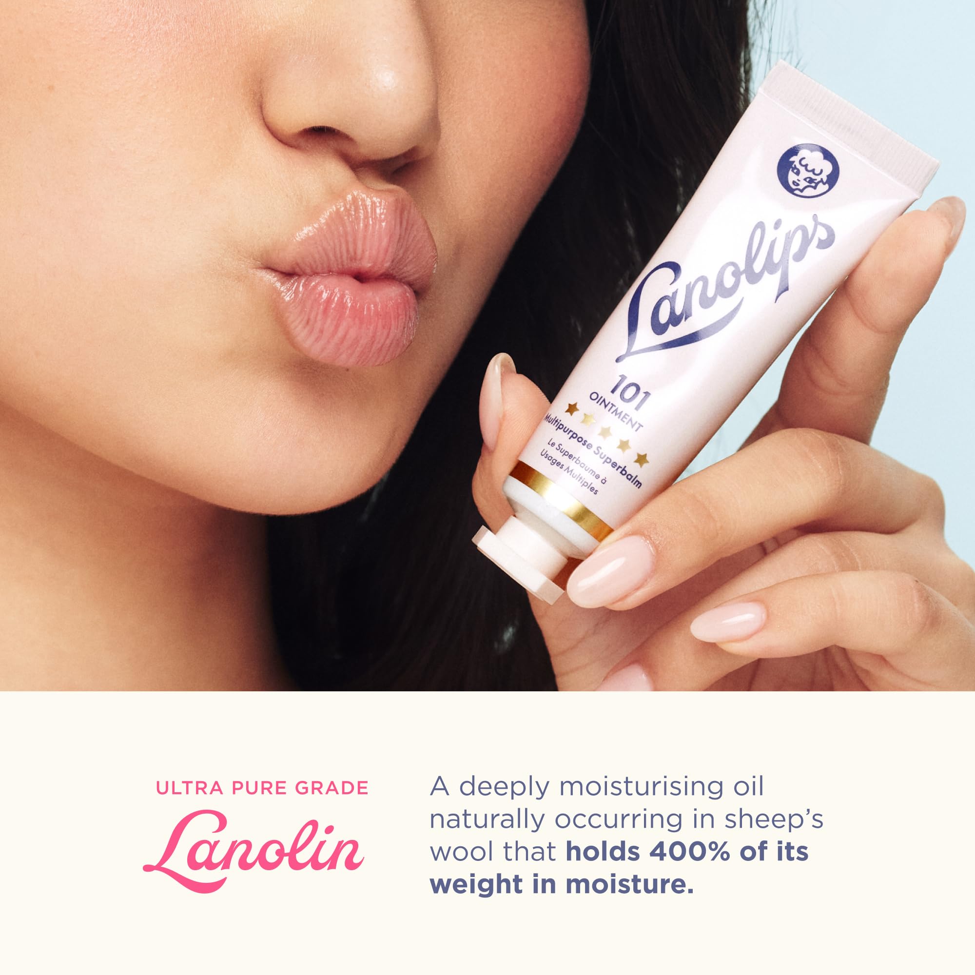 Lanolin 101 Multipurpose Ointment - Lanolin Lip Balm & Healing Ointment for Skin Barrier Repair - Moisturizer for Dry Lips, Cuticles & Elbows - No Petroleum Formula - Original Superbalm (0.52 oz) Lanolips uk supplements