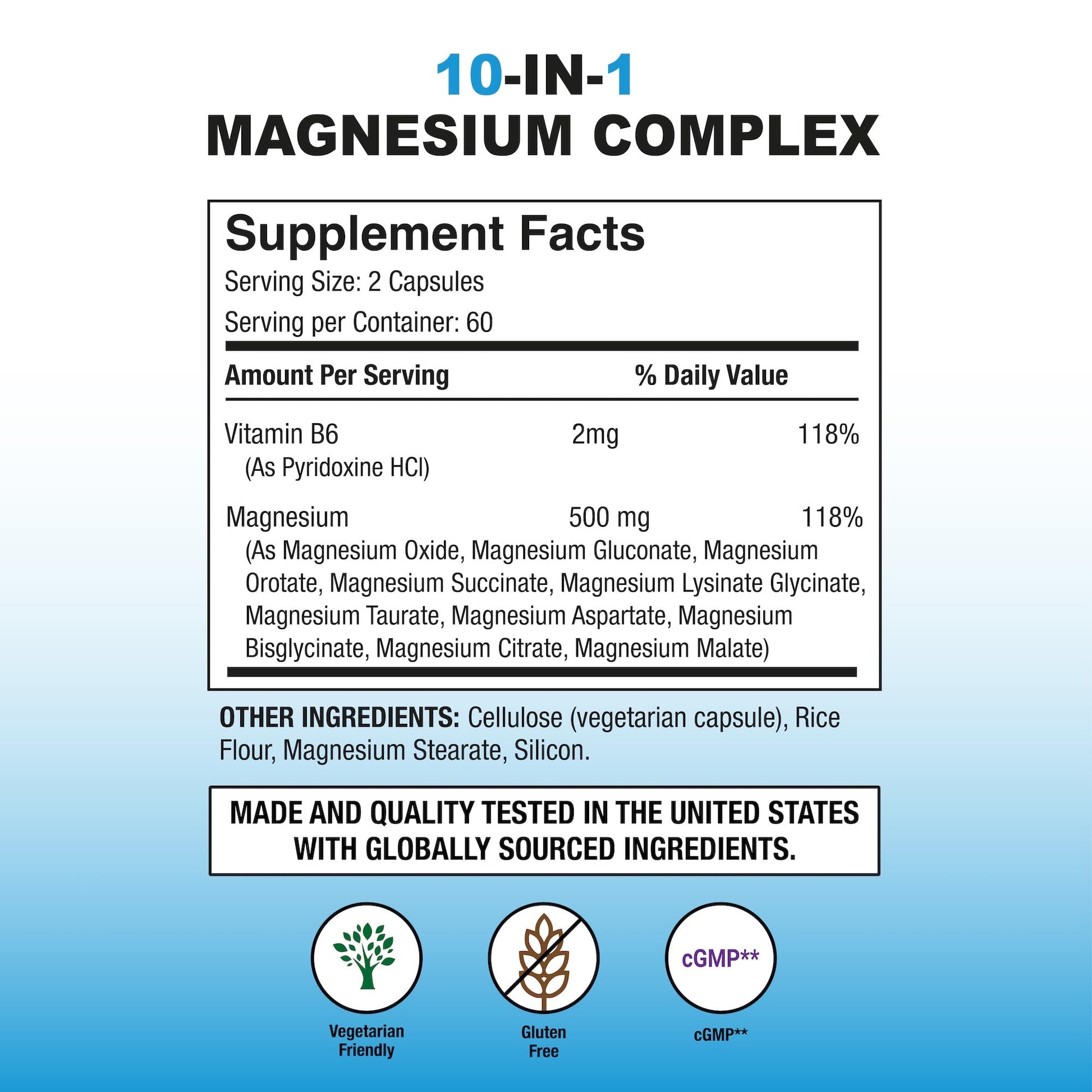 Puregen Labs 10 in 1 Magnesium Complex 500mg with B6-120 Veggie Capsules [High Absorption and Bioactivity] Non-GMO, NO Gluten and Dairy P Puregen Labs uk supplements