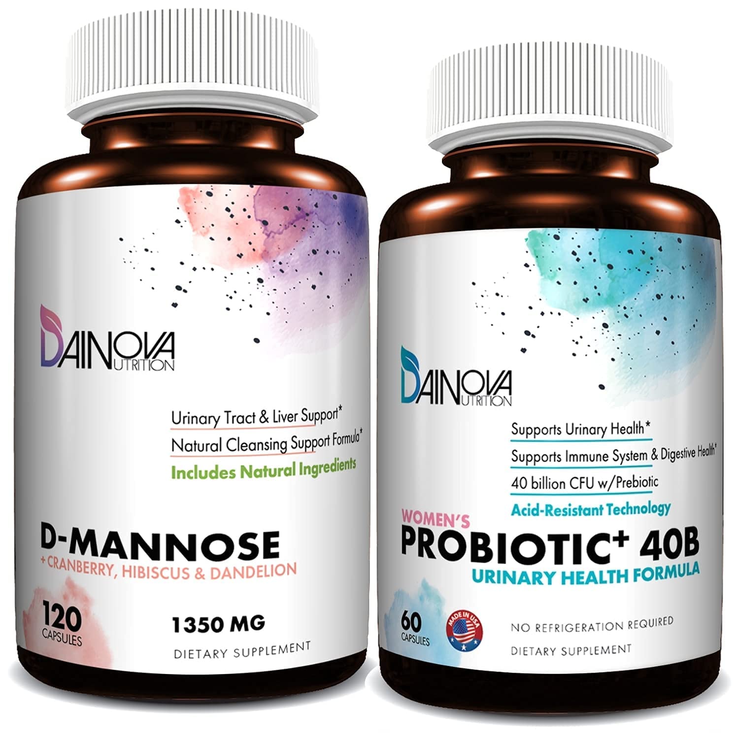 Dainova Nutrition D Mannose Capsules and Probiotics for Women Bundle I Urinary Tract Dainova Nutrition uk supplements
