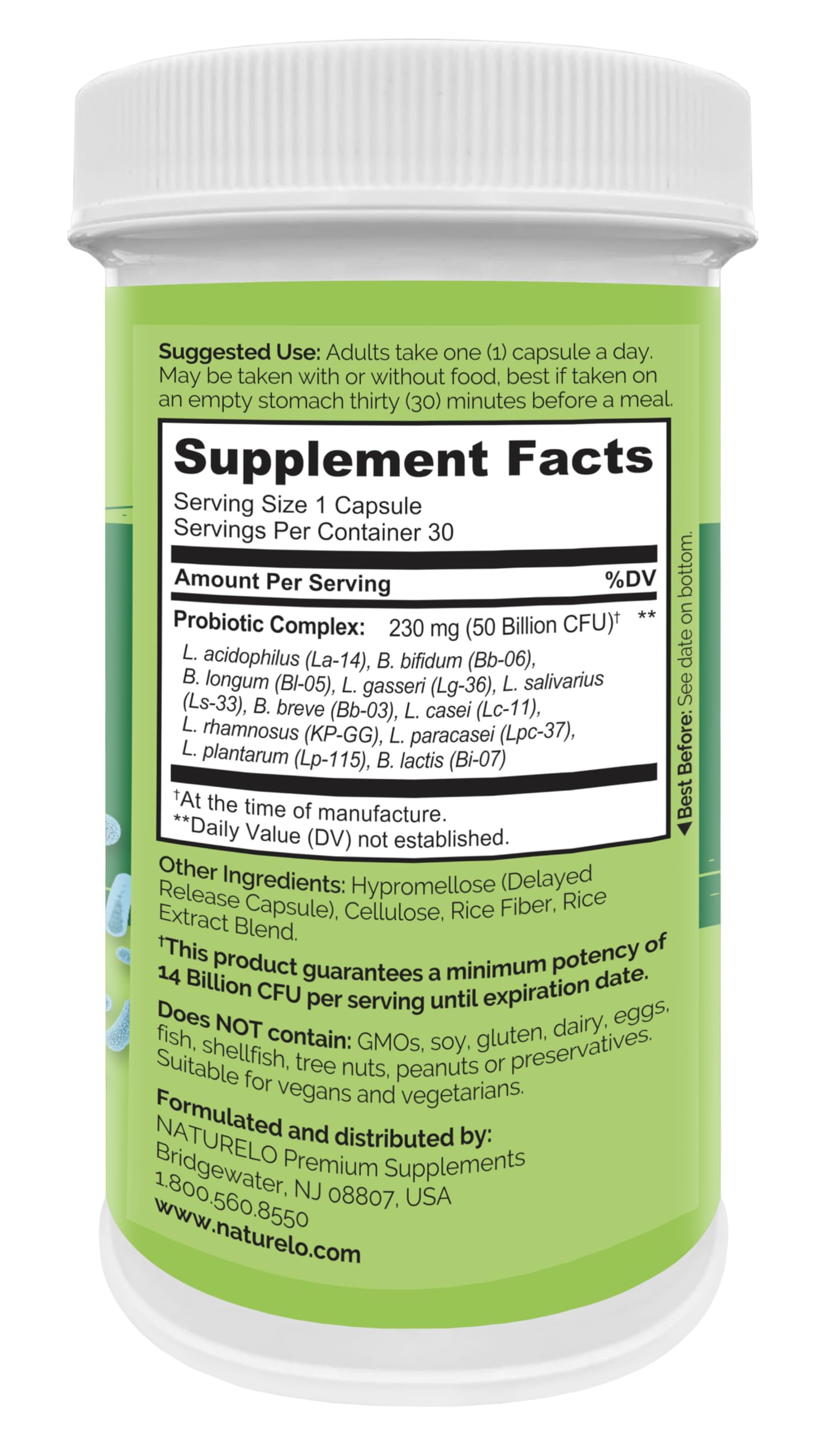 NATURELO Probiotic Supplement - 50 Billion CFU - 11 Strains - One Daily - Helps Support NATURELO uk supplements