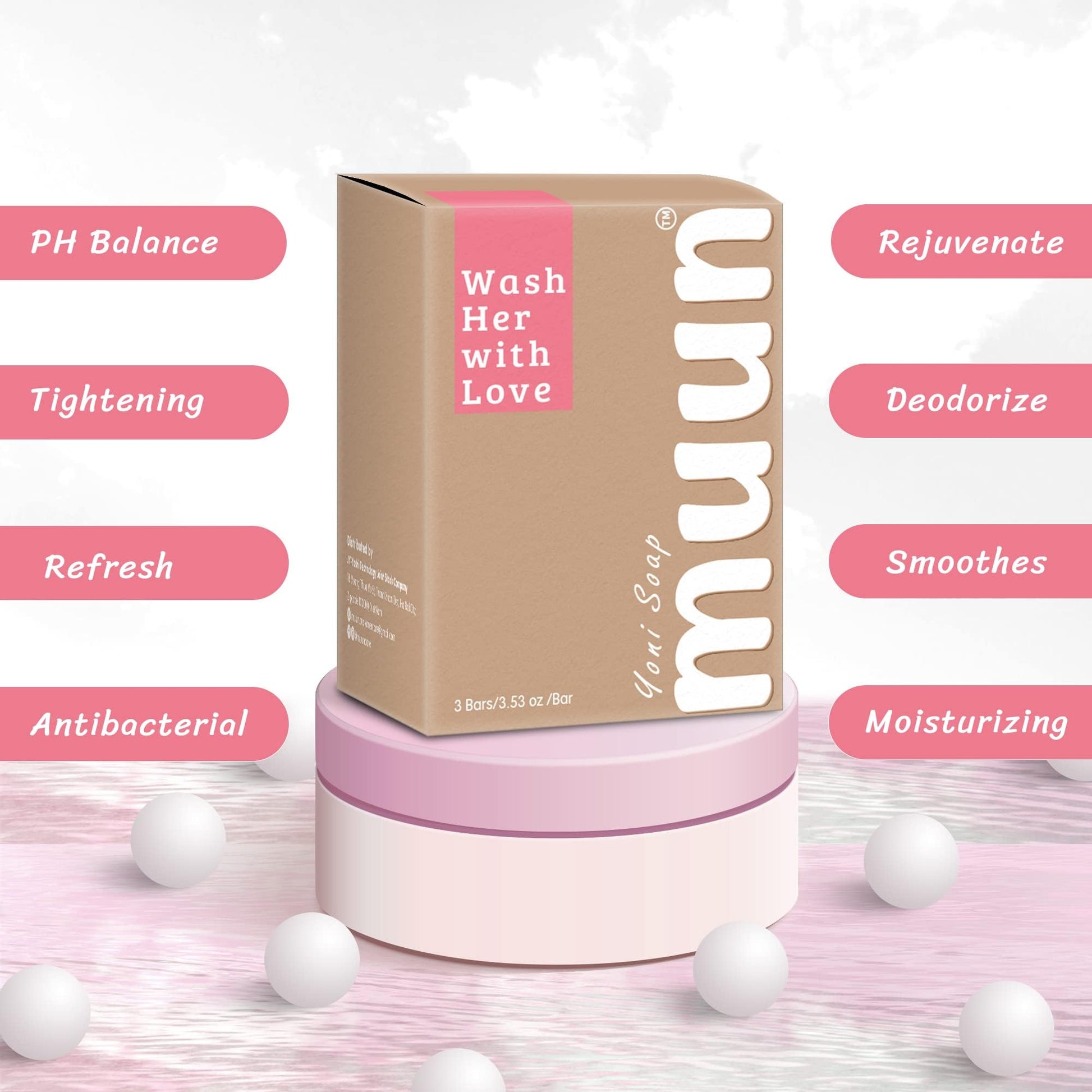 Muun Yoni Soap Bar - Pack 3 Ph Balance Probiotics & Natural Ingredients - Gentle Cleansing Formula Muun uk supplements
