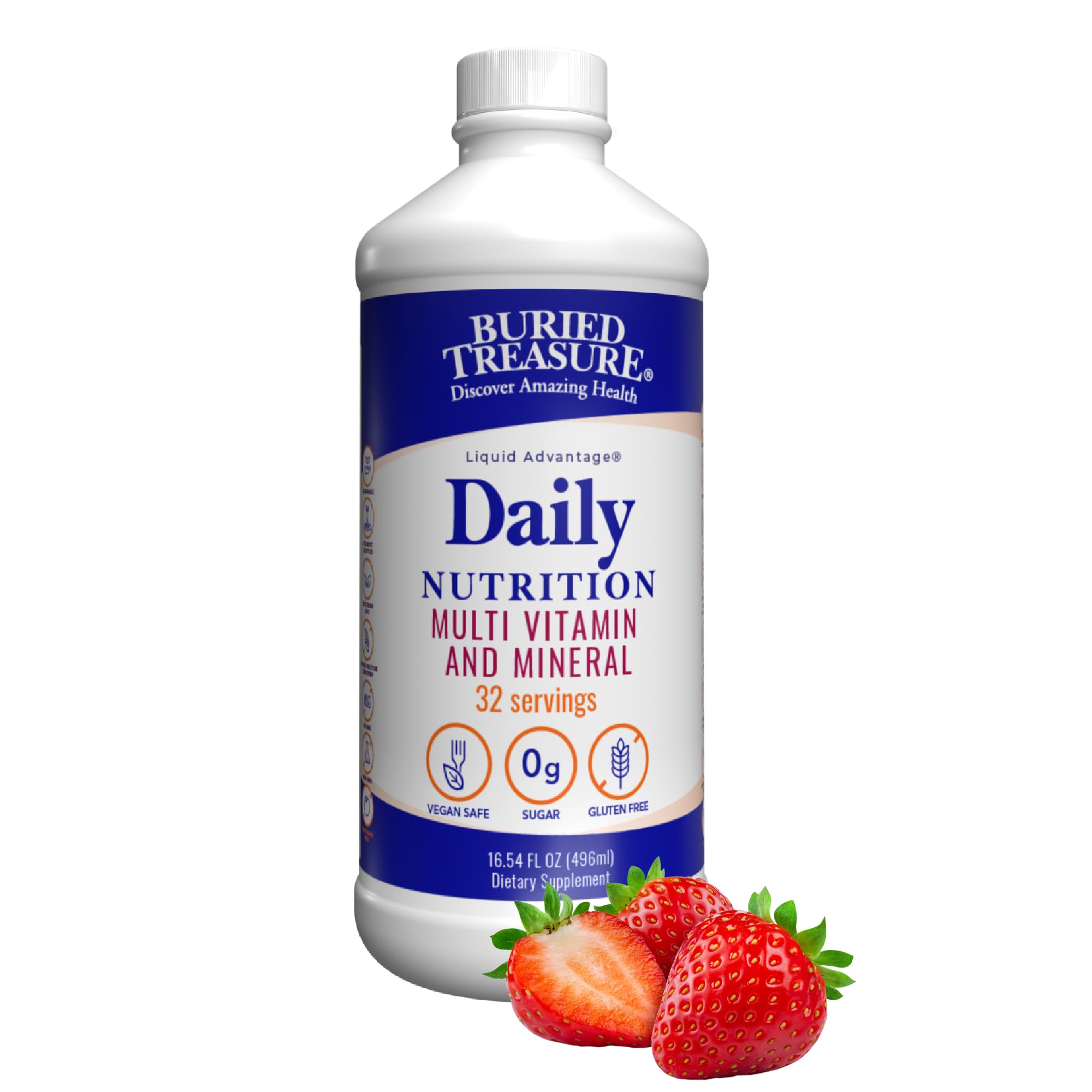 Buried Treasure Daily Nutrition Liquid Multivitamin and Mineral Supplement with Trace Minerals, Superfoods, Vitamin A, B-Complex, C, D, E, Methylfolate, Biotin, Magnesium, Zinc, Resveratrol, 32 serv Buried Treasure uk supplements
