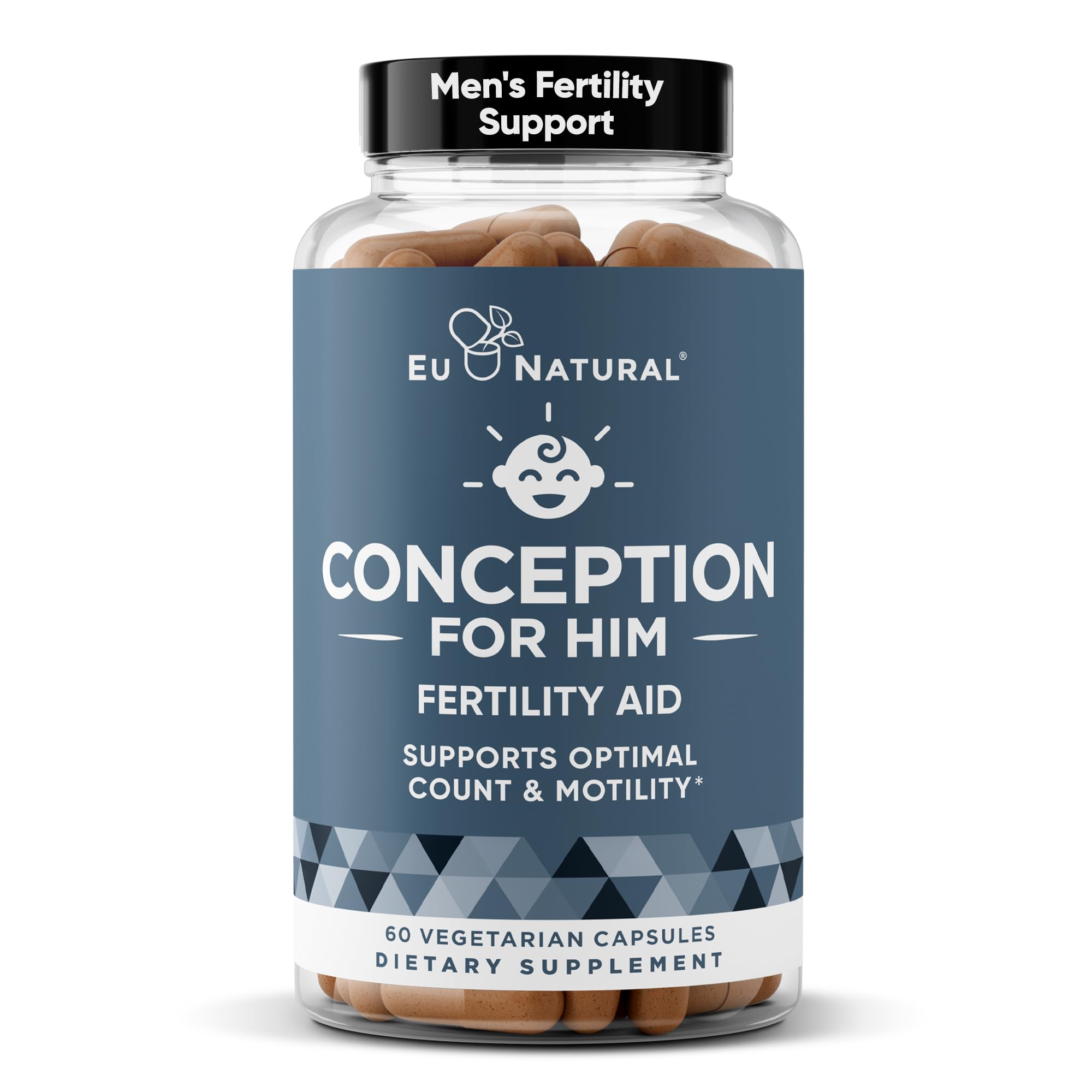 Eu Natural Conception for Him - Male Fertility Supplements with Ashwagandha, Folate & Zinc - Sperm Count, Motility & Strength Support