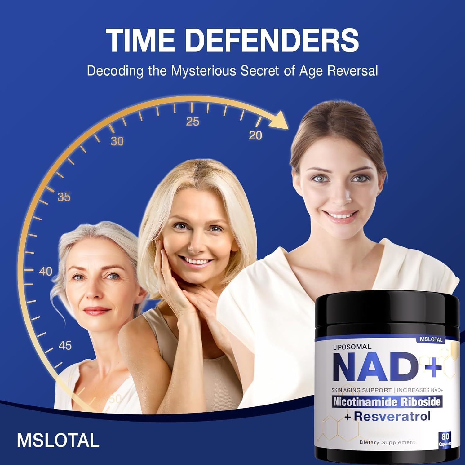 NAD+ Supplement - NAD Nicotinamide Riboside Resveratrol NAD Supplement 1000mg Pure Organic for Women and Men Anti-Aging, Energy, Focus, 80 Capsules MSLOTAL uk supplements