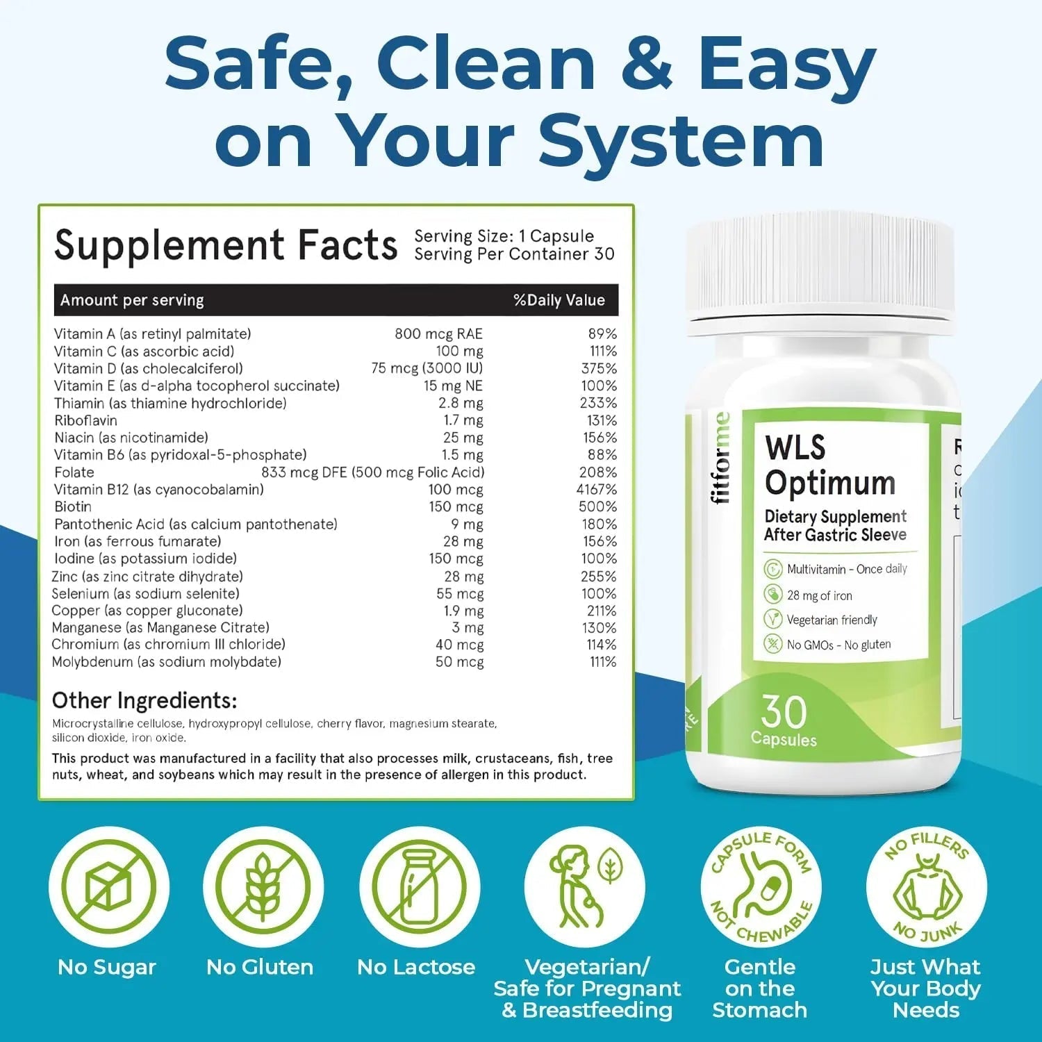 FitForMe Bariatric Multivitamin, Tailored for Gastric Sleeve Surgery – One-a-Day Capsule, 30-Day Supply, Easy-to-Swallow WLS Optimum Capsule FitForMe uk supplements
