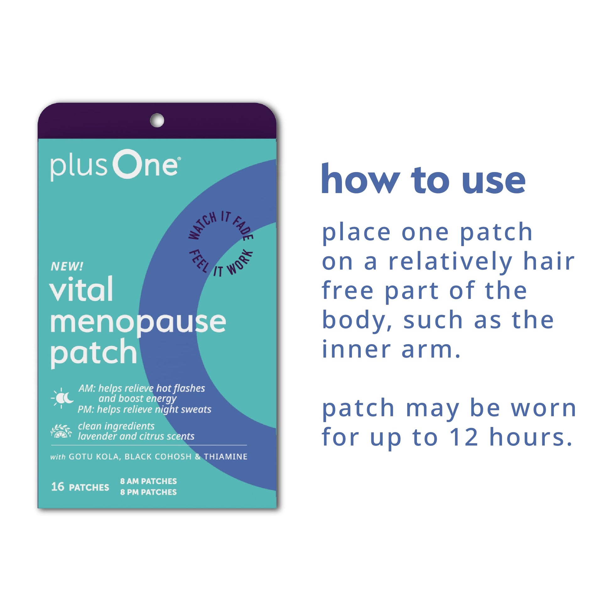 plusOne Vital Menopause Patches AM & PM – Hot Flash & Night Sweat Support – Promotes Energy & Sleep – Herbal Arjuna Daily Patches – 16ct plusOne uk supplements