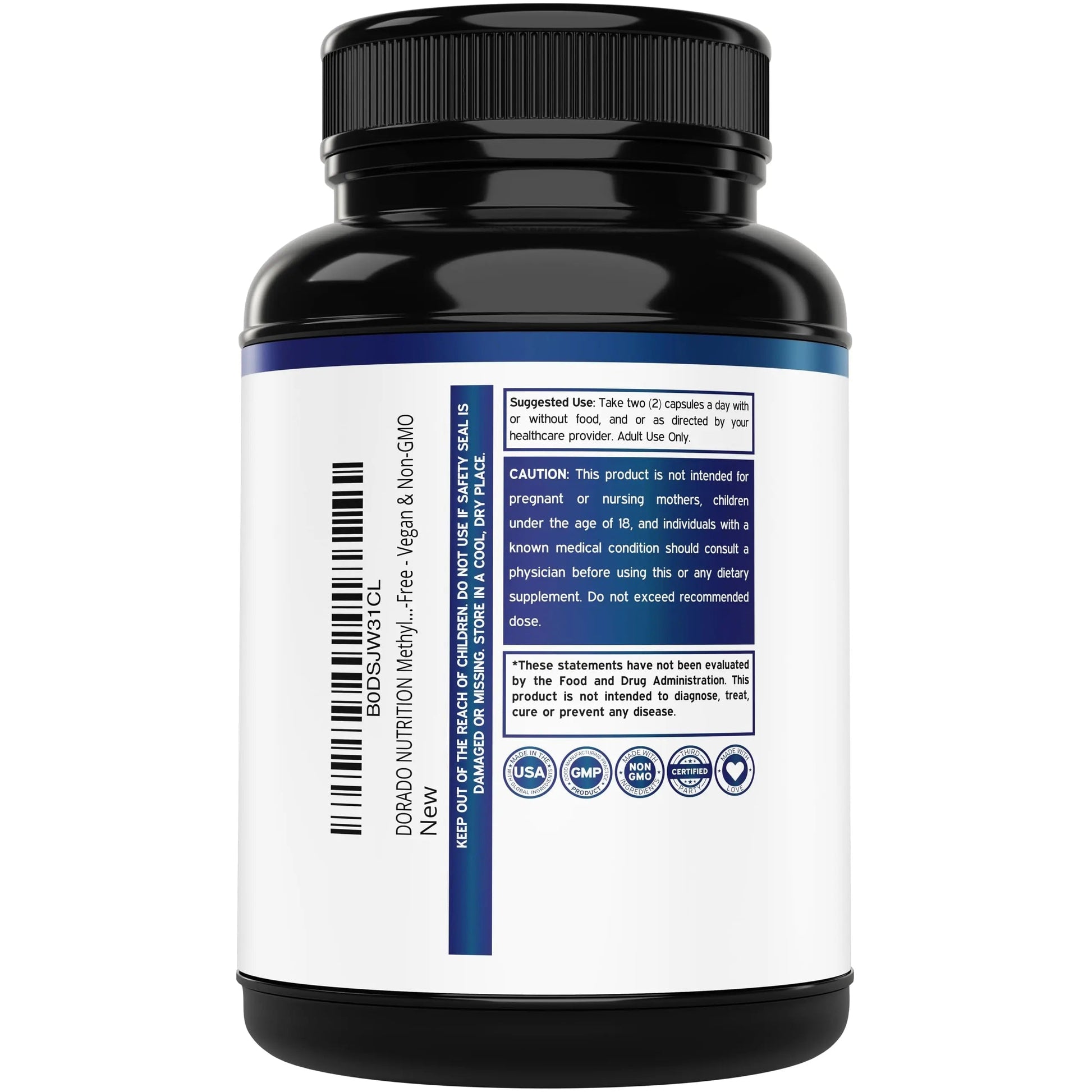 Methylated Multivitamin (Methylated and Activated Vitamins Only - Methylated B Complex with Trimethylglycine (TMG) and Methylfolate) DORADO NUTRITION uk supplements