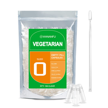 wananfu Size 0 Empty Capsules Vegetarian (100 Count) Bundle with Micro Lab Spoon, Clear Fillable Veggie Pill Capsules Size 0 for Making Your Own Supplements wananfu uk supplements