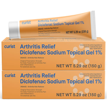 Curist Diclofenac Sodium Topical Gel 1 Percent 150g - Joint Pain Relief for Hand Pain, Foot, Knee Pain, Elbow, or Ankle Discomfort - 1% Gel - 2 Pack Curist uk supplements