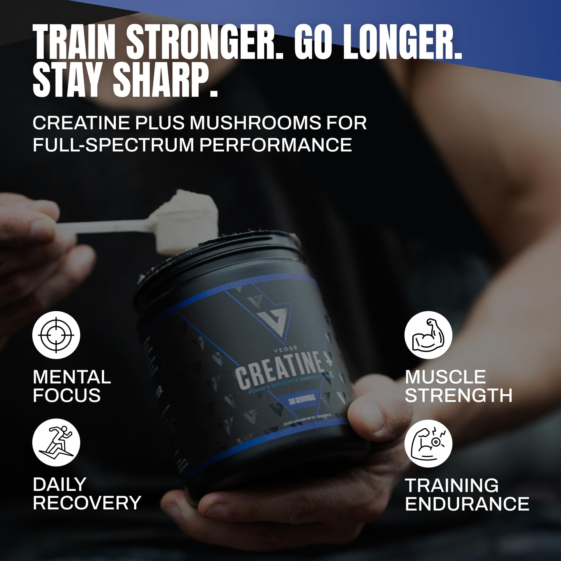 VEDGE Nutrition Creatine + | Vegan Plant-Based Creatine Monohydrate Powder | Energy, Performance & Function | Ergogenic Aids for Athletes | Unflavored, 30 Servings VEDGE uk supplements