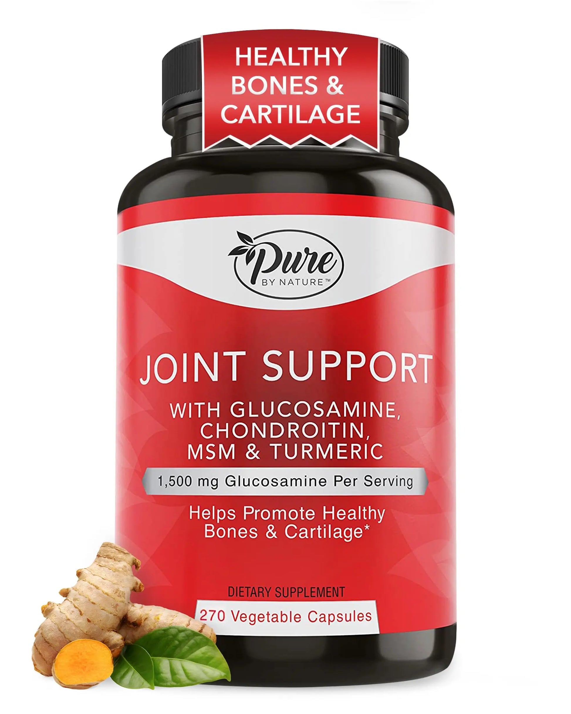 Pure By Nature Joint Support, Glucosamine with Chondroitin Turmeric MSM Boswellia Supplement, 270 Capsules Pure By Nature uk supplements