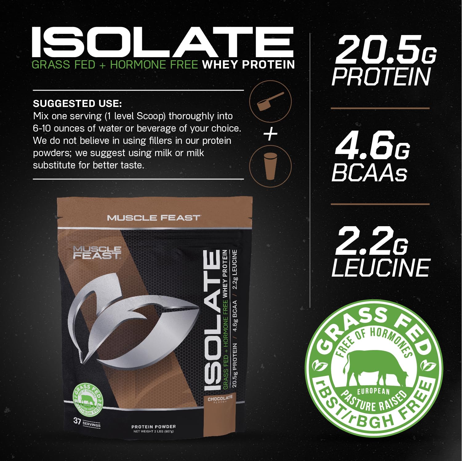 Muscle Feast Grass-Fed Whey Protein Isolate, All Natural Hormone Free Pasture Raised Muscle Feast uk supplements