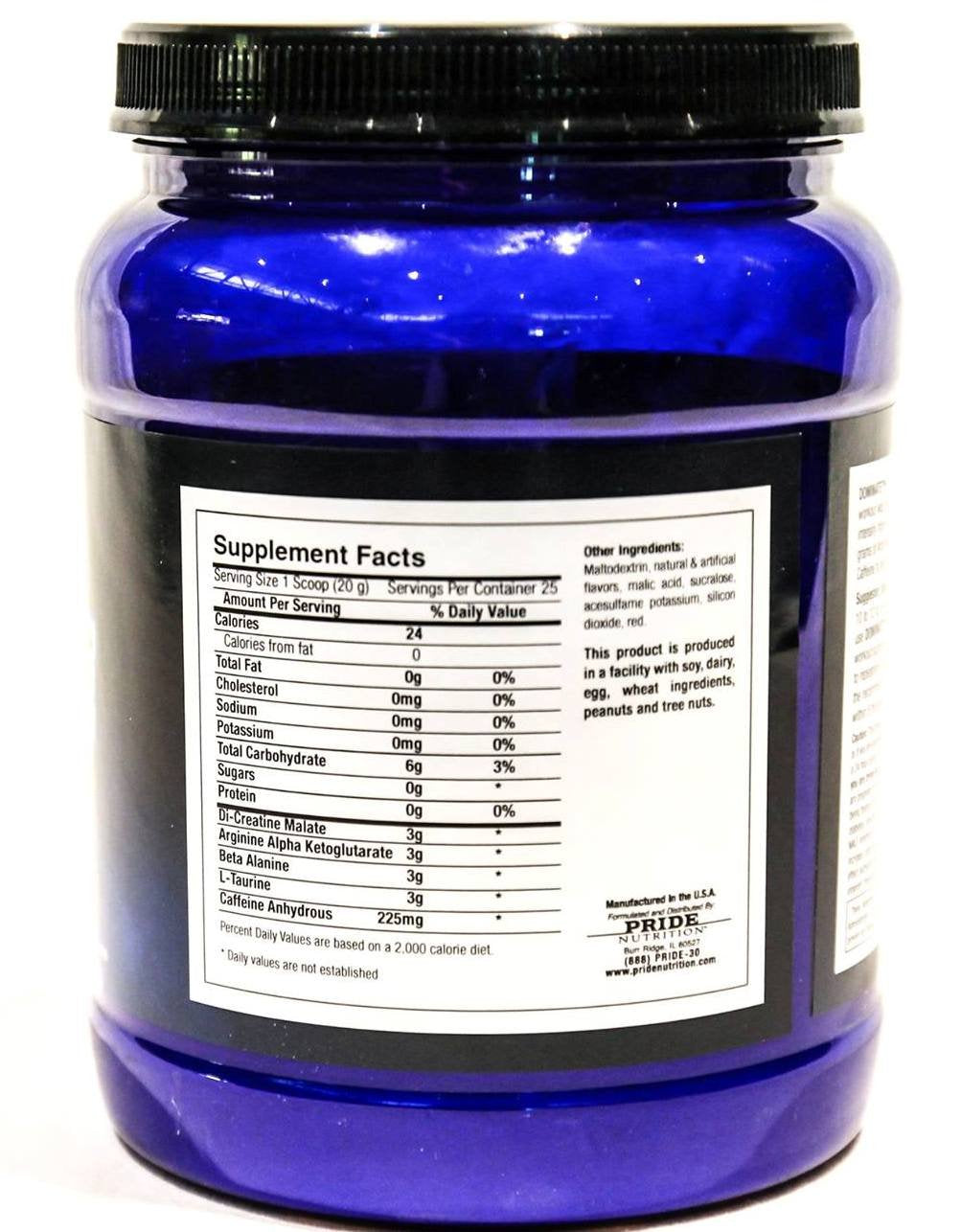 #1 Pre Workout - Dominate X 500g - Best Nitric Oxide & Creatine Pre-Workout Formula Pride Nutrition uk supplements