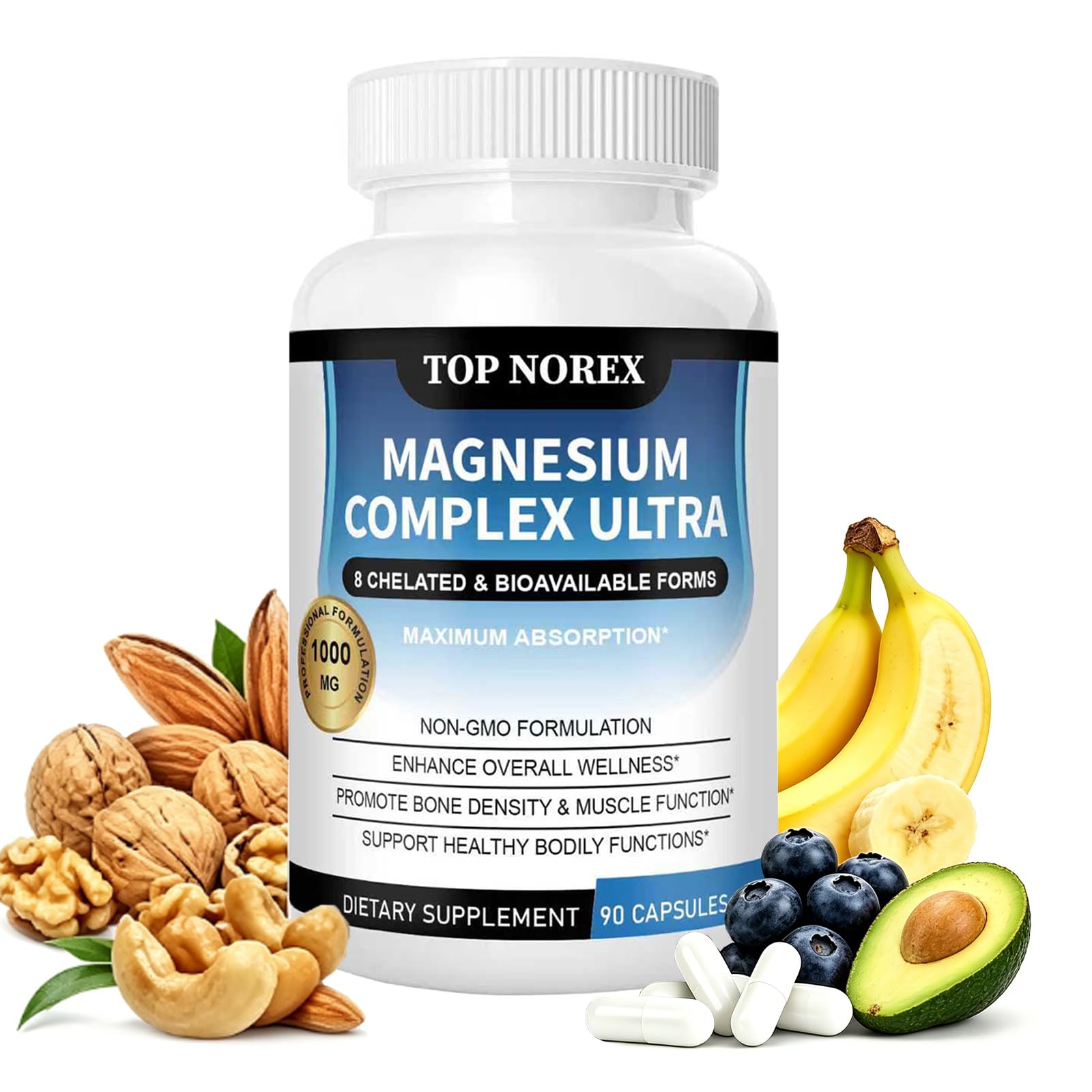 Top Norex Magnesium Complex Ultra - 8 Elemental 1000mg Magnesium Blend, Easy Absorption, 90 Capsules (1) Top Norex uk supplements