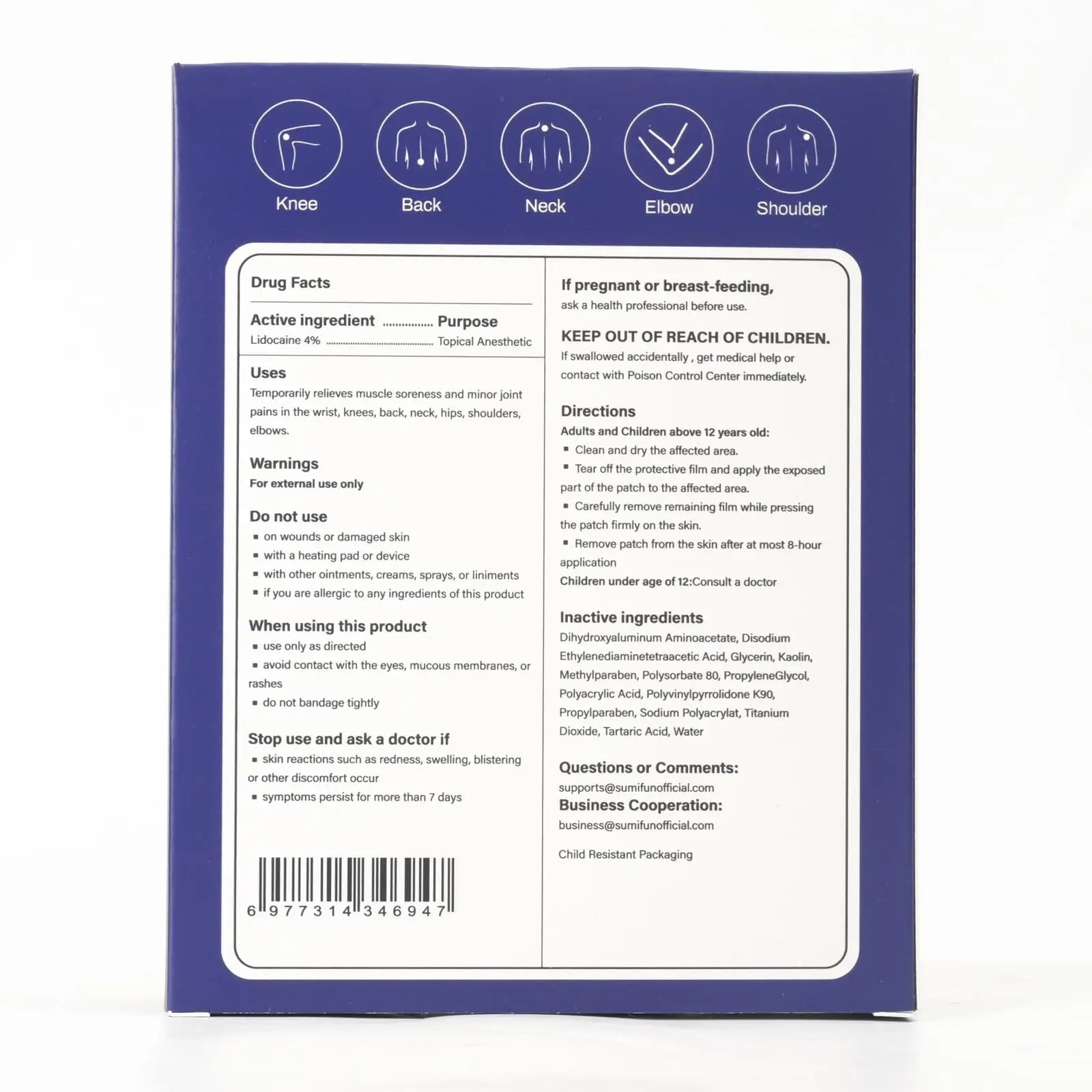 Sumifun 4% Lidocaine Patches Maximum Strength - 13 Count Pain Relieving Gel Patch for Muscle Soreness, Back Ache, Knee, Neck & Joint Pains - Topical Analgesic (Large, Count, 13) Sumifun uk supplements
