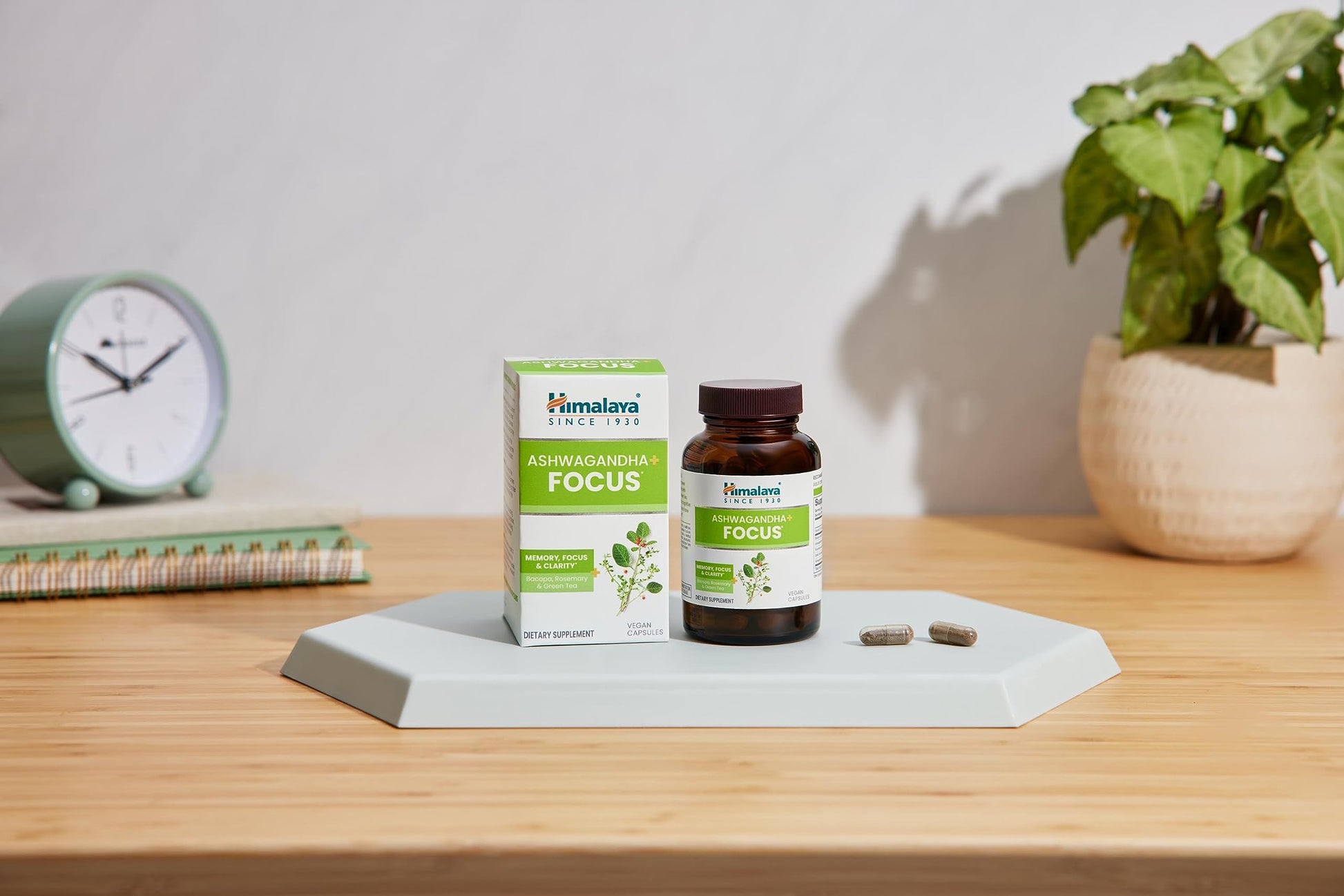 Himalaya Ashwagandha+ Focus - Herbal Focus Supplement with B12, Rosemary, Green Tea, and Bacopa Nootropics for Memory and Clarity - Vegan, Non-GMO, Gluten Free, 1690 mg, 60 Caplets Himalaya uk supplements