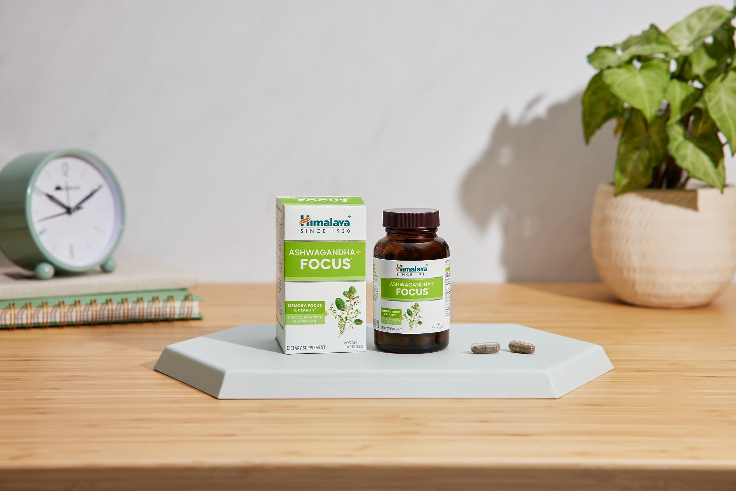 Himalaya Ashwagandha+ Focus - Herbal Focus Supplement with B12, Rosemary, Green Tea, and Bacopa Nootropics for Memory and Clarity - Vegan, Non-GMO, Gluten Free, 1690 mg, 60 Caplets Himalaya uk supplements