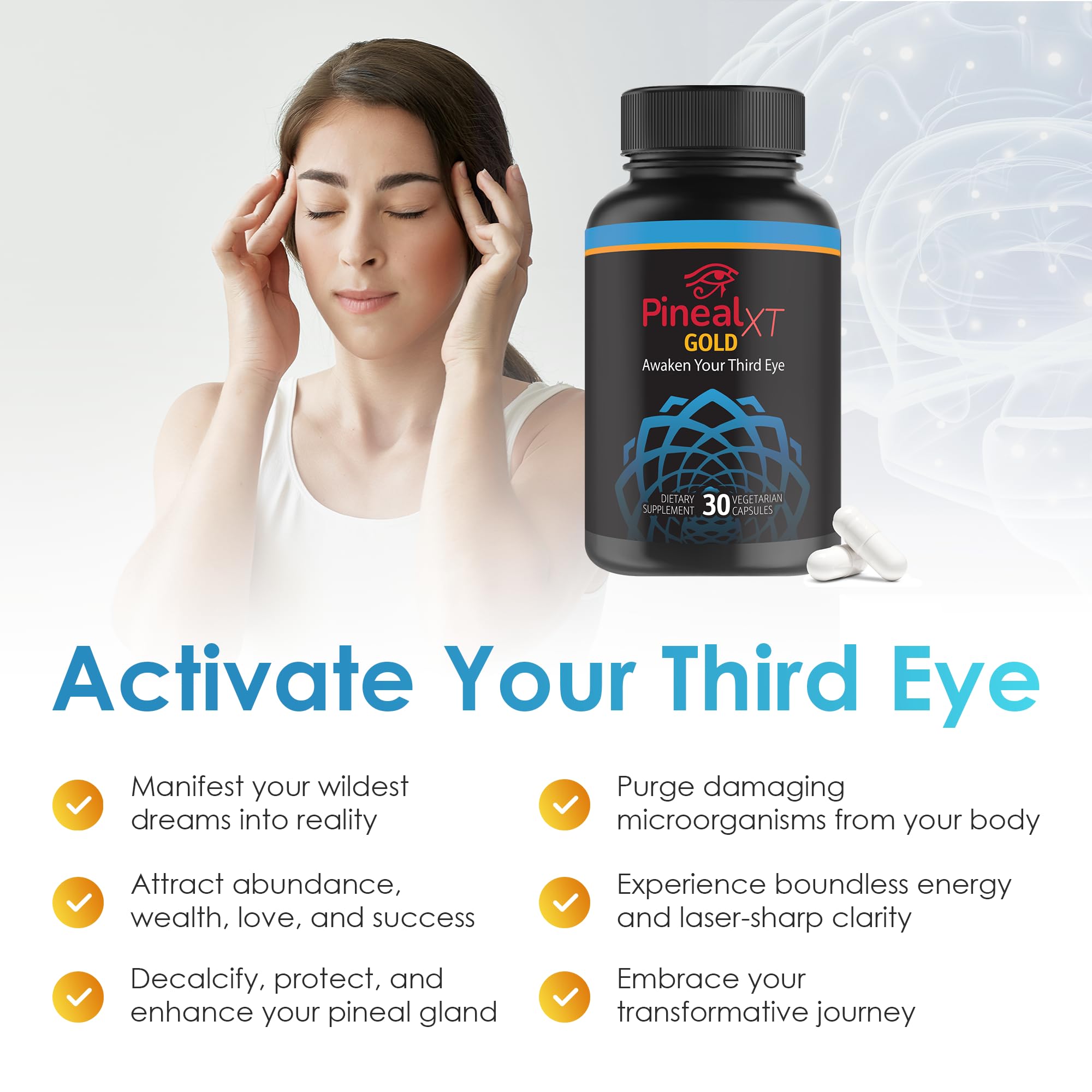 Nutraville Pineal XT Gold - Pineal Gland Supplement - Third Eye Awakening - Focus and Memory Supplement for Brain - 7 Powerful Ingredients Decalcify, Detox, and Activate Your Pineal Gland, 2 Pack Nutraville uk supplements