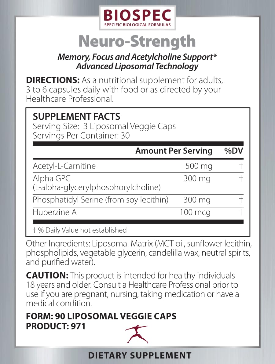 BIOSPEC NUTRITIONALS Neuro-Strength - Support Cognitive Performance* - Acetyl-L-Carnitine, Alpha-GPC, Phosphatidylserine, Huperzine BIOSPEC NUTRITIONALS uk supplements