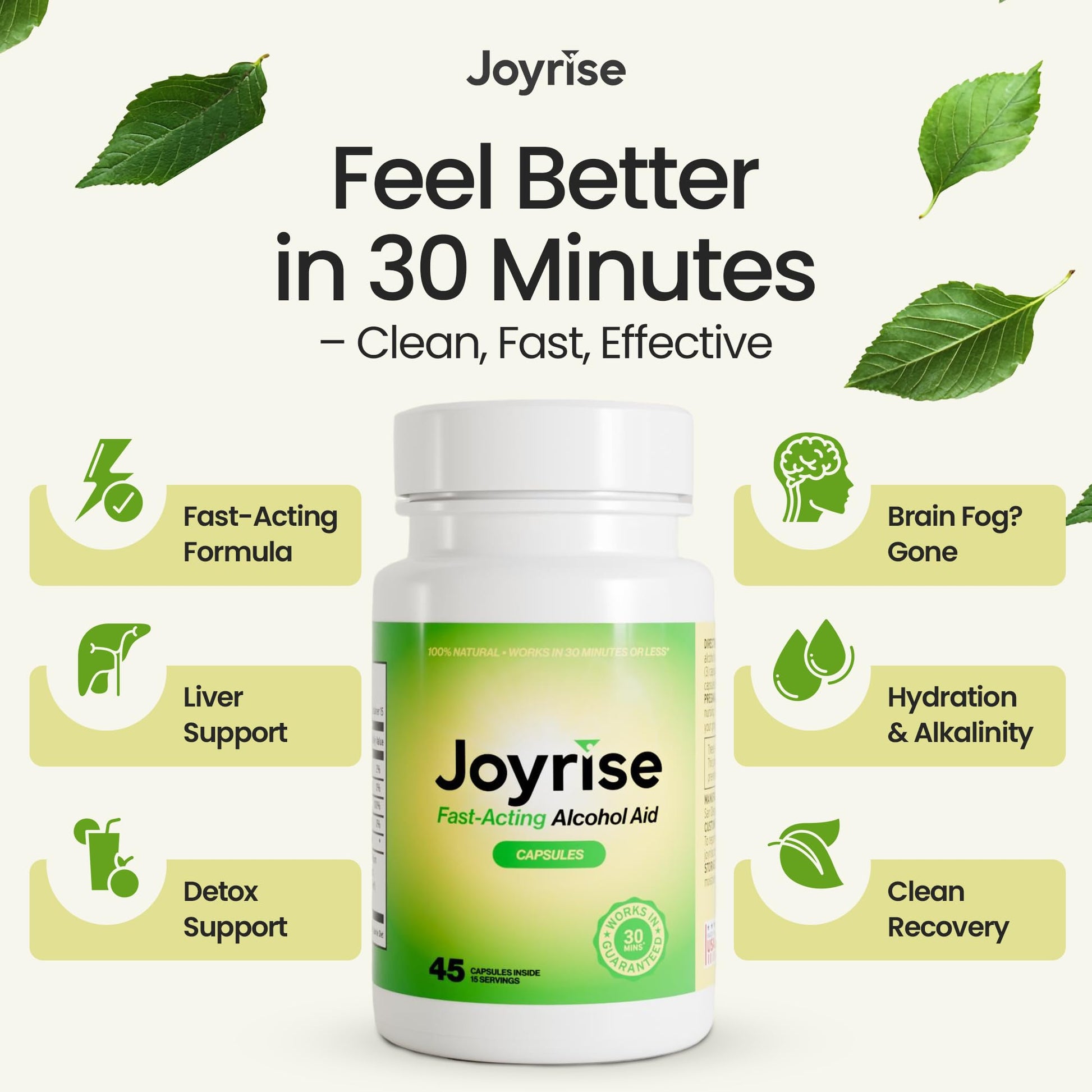 Joyrise® After Drinking Aid – Fast Acting Capsules with DHM – Alcohol Metabolism Support, Liver Health, Rapid Bioavailability & Body Replenishment – 45 Capsules (15 Servings) Joyrise uk supplements