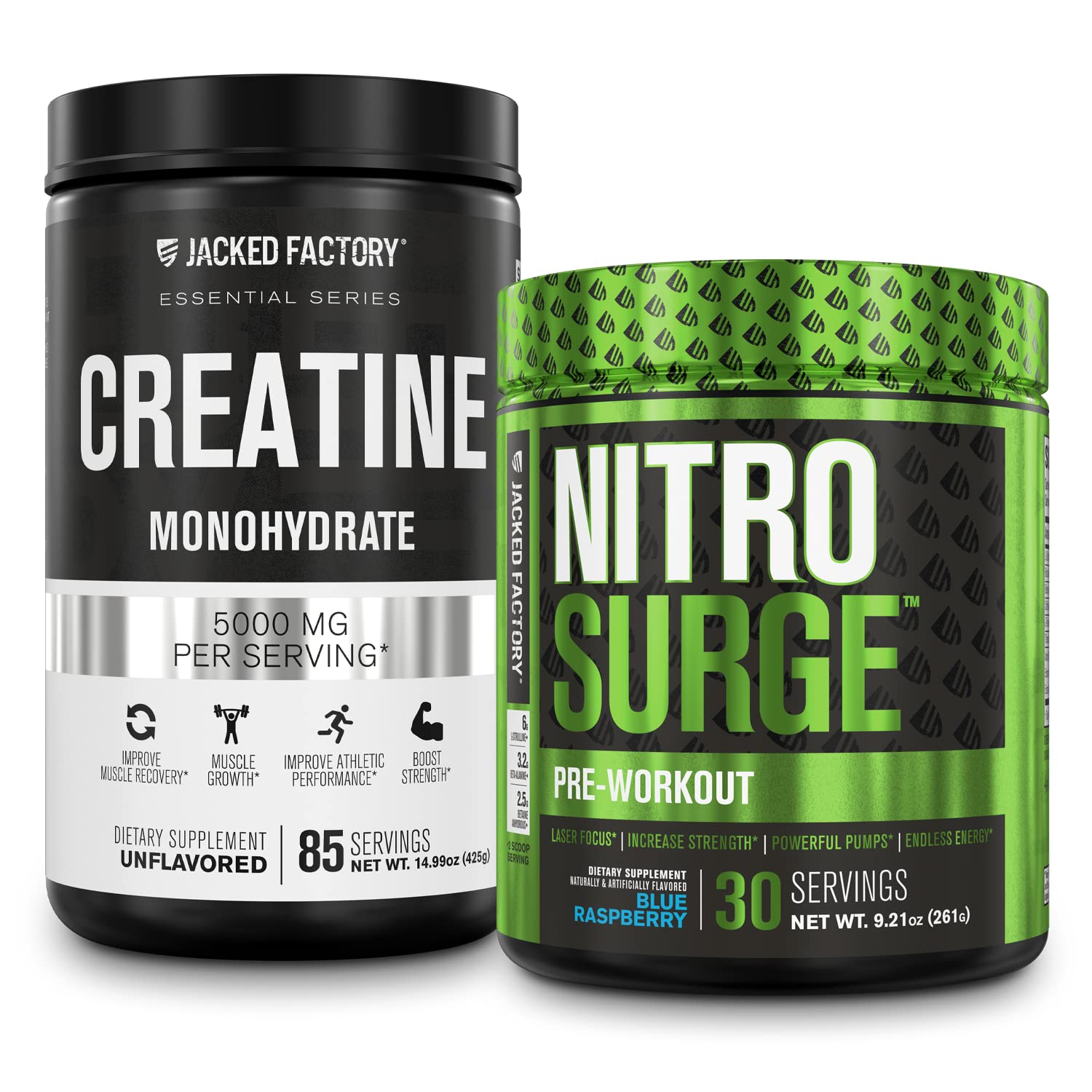 Nitrosurge Pre-Workout & Creatine Monohydrate - Pre Workout Powder With Creatine Jacked Factory uk supplements