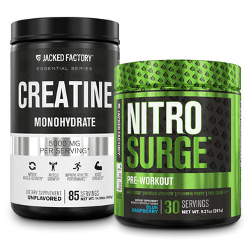 Nitrosurge Pre-Workout & Creatine Monohydrate - Pre Workout Powder With Creatine Jacked Factory uk supplements