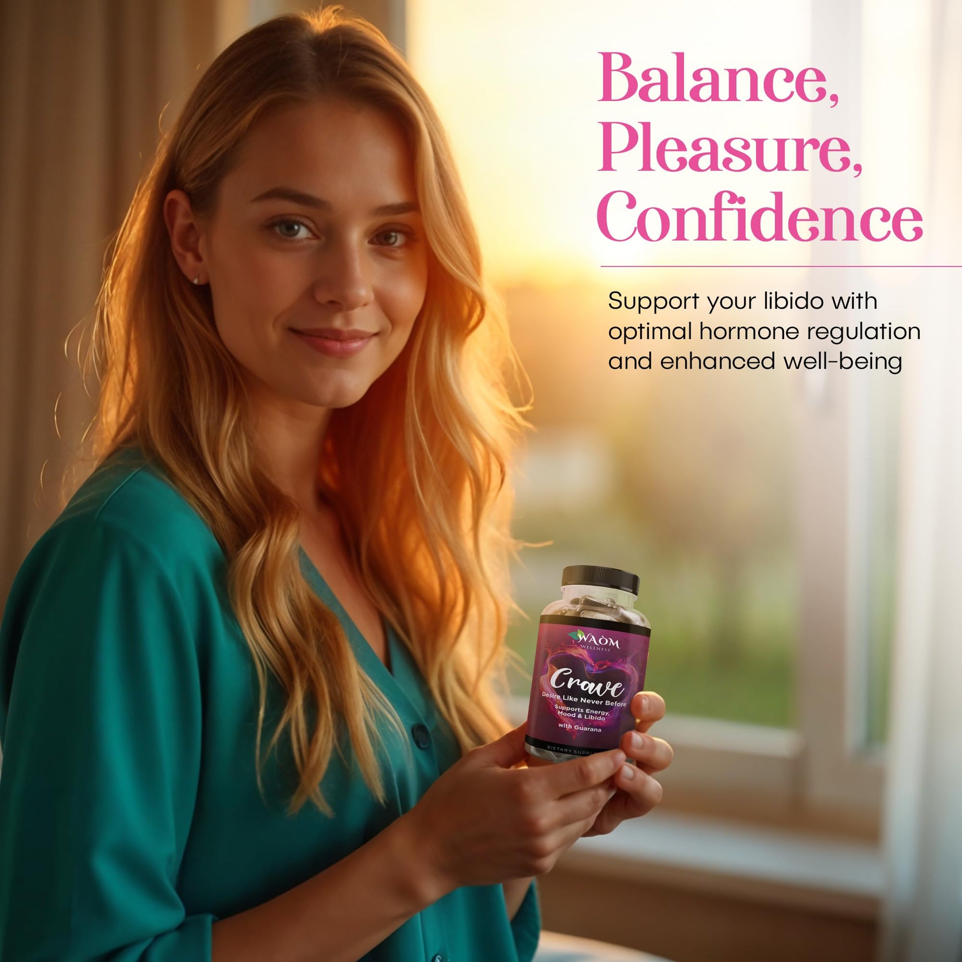 Waòm Wellness Crave – Women’s Desire Booster with Maca, Ashwagandha & L-Theanine – Natural Energy, Mood & Hormone Balance Support – 60 Vegan Capsules Waòm Wellness uk supplements