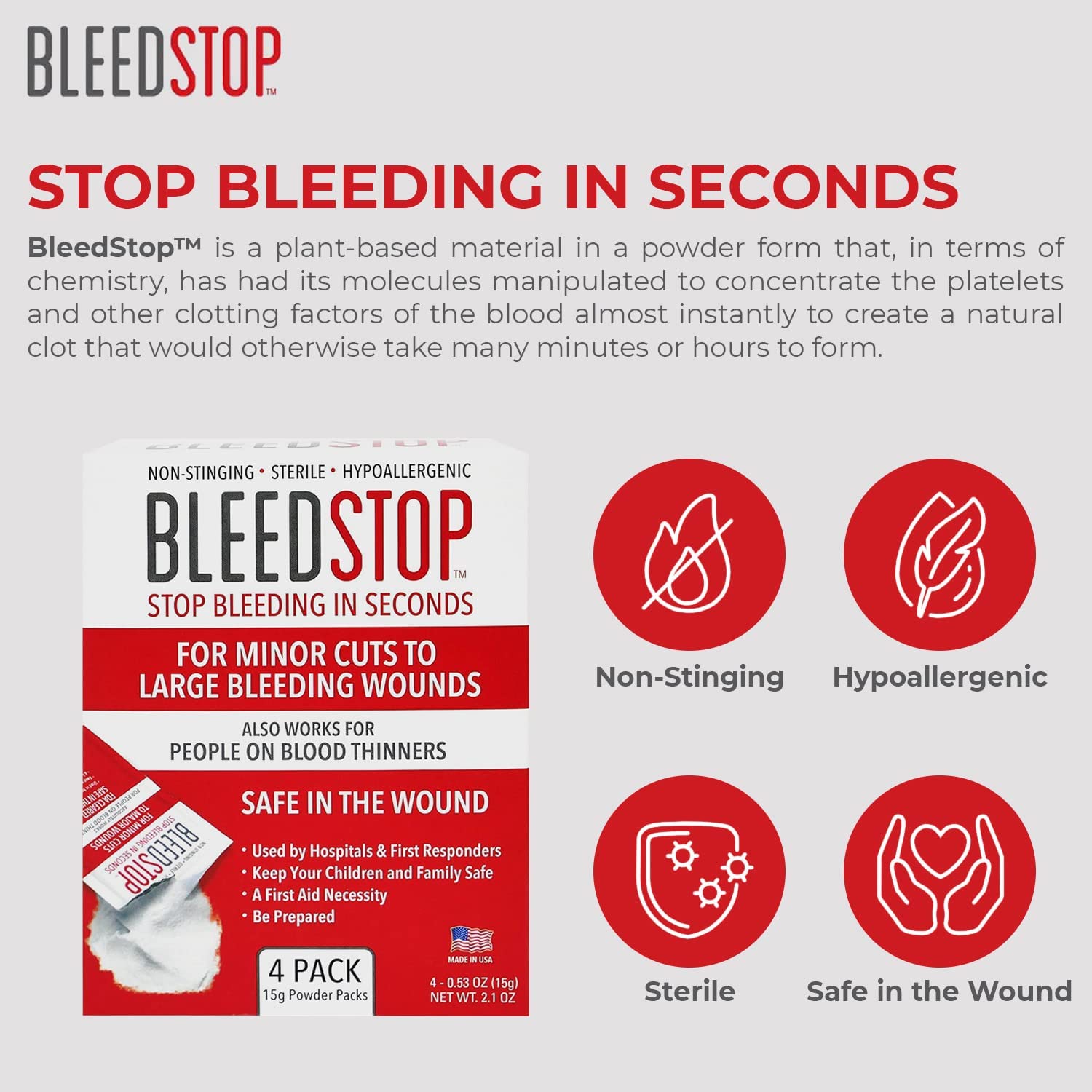 BleedStop™ First Aid Powder for Blood Clotting, Trauma Kit, Blood Thinner BleedStop uk supplements