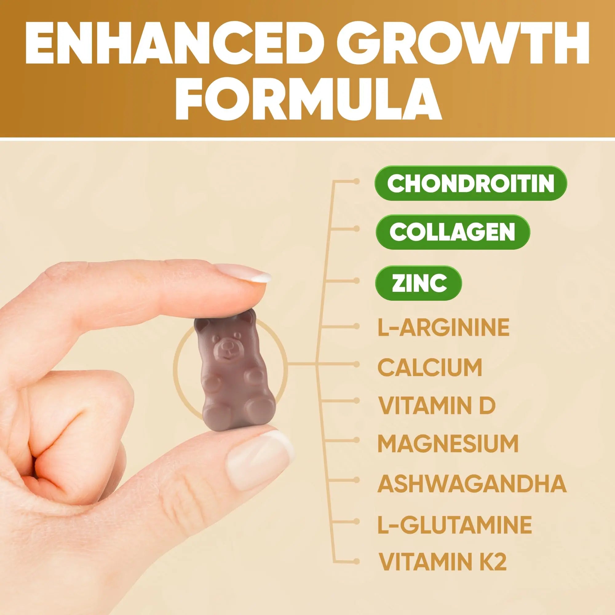 Height Growth Increase Vitamin Gummies, Calcium 100mg, Magnesium Glycinate 30mg, Zinc, Ashwagandha, Vitamin K2 D3 25mg Grow Tall Maximizer Supplement HighSpot uk supplements